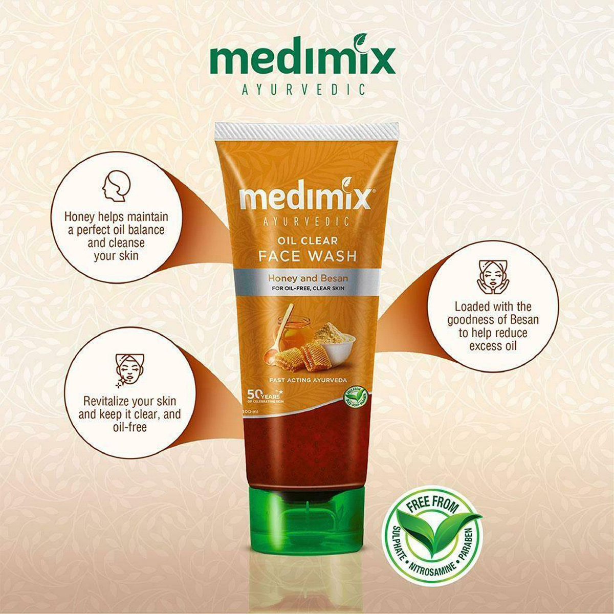 Medimex Oil Clear Face Wash 100 ml | Honey & Besan | Cleasnes & Reduces Excess Oil | For Oil Free, Clear Skin, Pack of 1 Medimex Oil Clear Face Wash 100 ml | Honey & Besan | Cleasnes & Reduces Excess Oil | For Oil Free, Clear Skin, Pack of 1