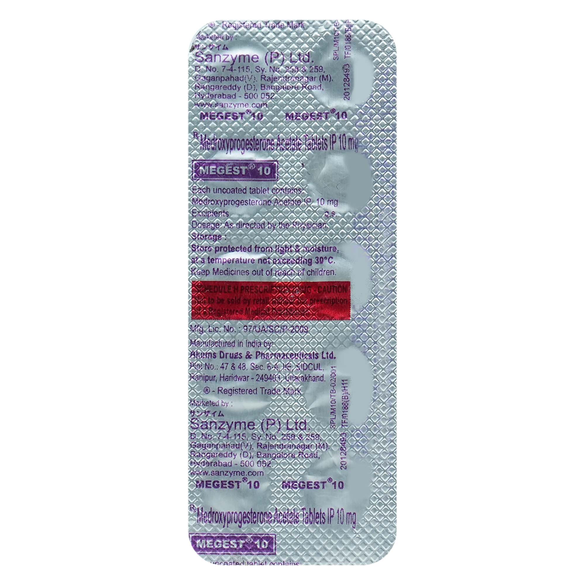 MEGEST 10MG TABLET, Pack of 10 TABLETS MEGEST 10MG TABLET, Pack of 10 TABLETS