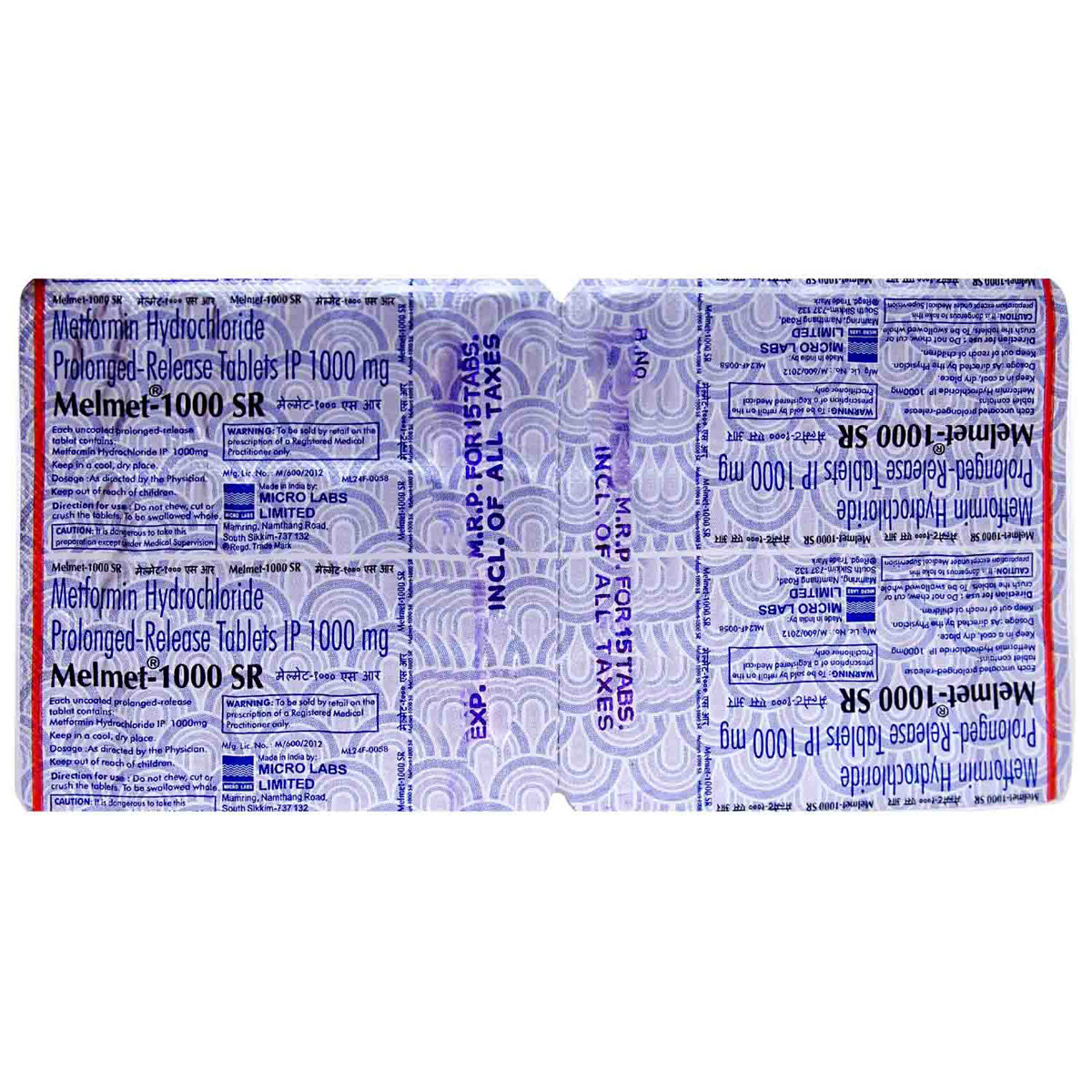 Melmet-1000 SR Tablet 15's, Pack of 15 TABLETS Melmet-1000 SR Tablet 15's, Pack of 15 TABLETS
