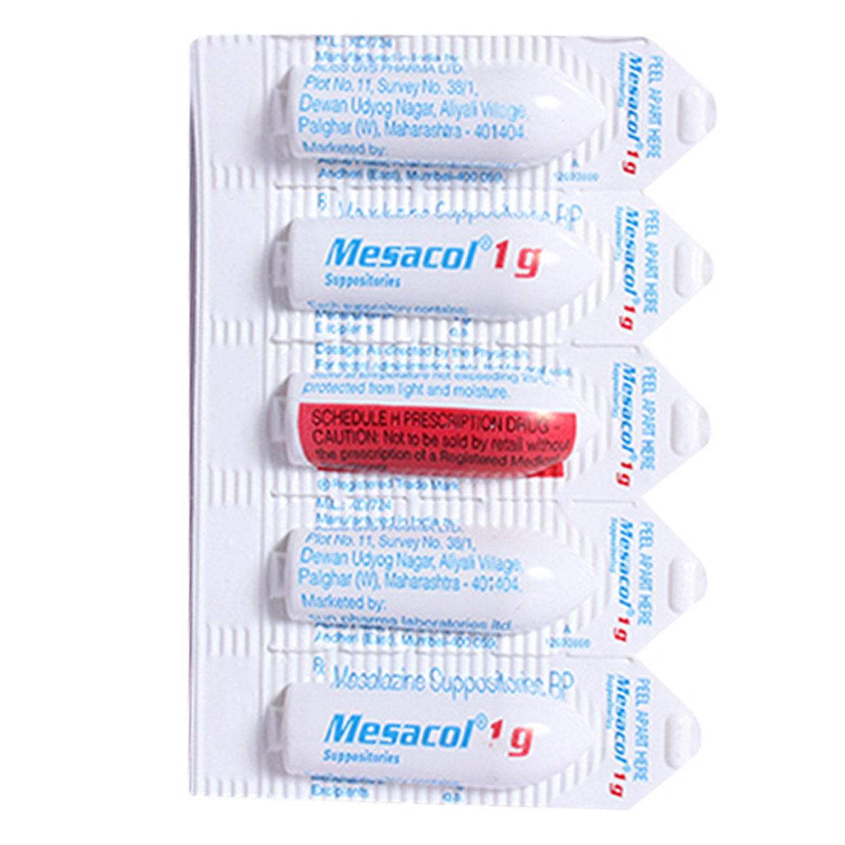 Mesacol 1 gm Suppositories 5's, Pack of 5 SuppositoriesS Mesacol 1 gm Suppositories 5's, Pack of 5 SuppositoriesS