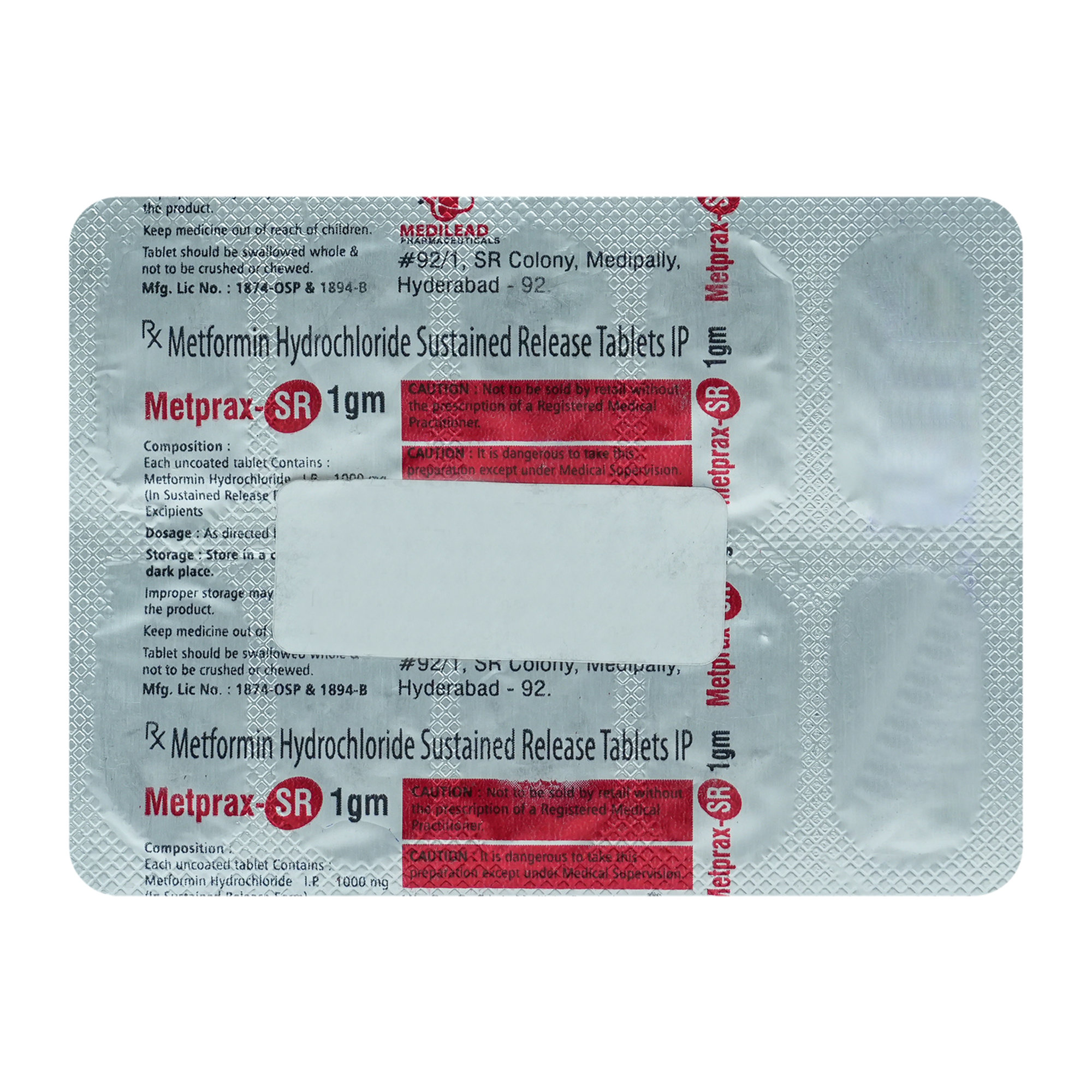 Metprax-SR 1 gm Tablet 10's, Pack of 10 TABLETS Metprax-SR 1 gm Tablet 10's, Pack of 10 TABLETS