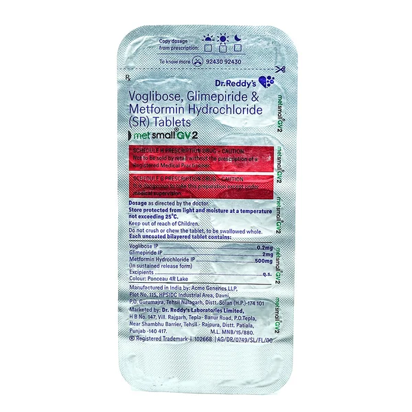 Metsmall GV2 Tablet 10's, Pack of 10 TABLETS