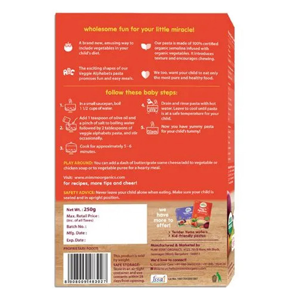 Mimmo Organics Veggie Alphabet Baby Pasta, 250 gm, Pack of 1 Mimmo Organics Veggie Alphabet Baby Pasta, 250 gm, Pack of 1