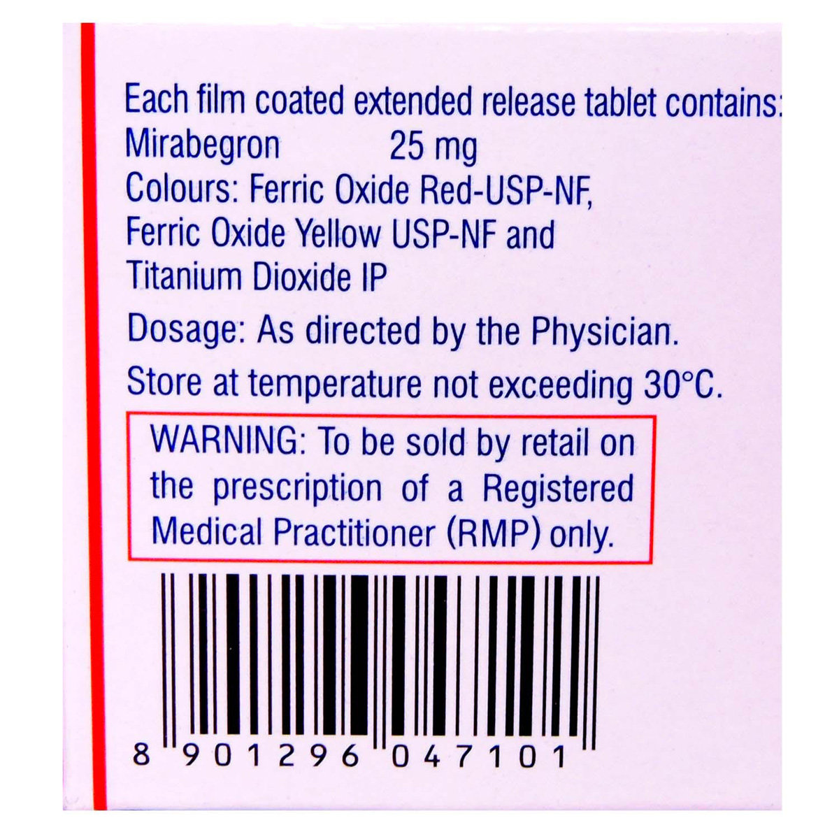 Mirago 25 Tablet 10's, Pack of 10 TABLETS Mirago 25 Tablet 10's, Pack of 10 TABLETS