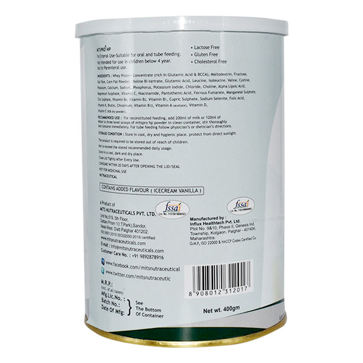 Mits Pro Hp Powder Icecream Vanilla 400 gm, Pack of 1 Mits Pro Hp Powder Icecream Vanilla 400 gm, Pack of 1