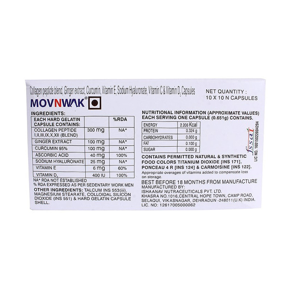 Movnwak Capsule 10's, Pack of 10 Movnwak Capsule 10's, Pack of 10