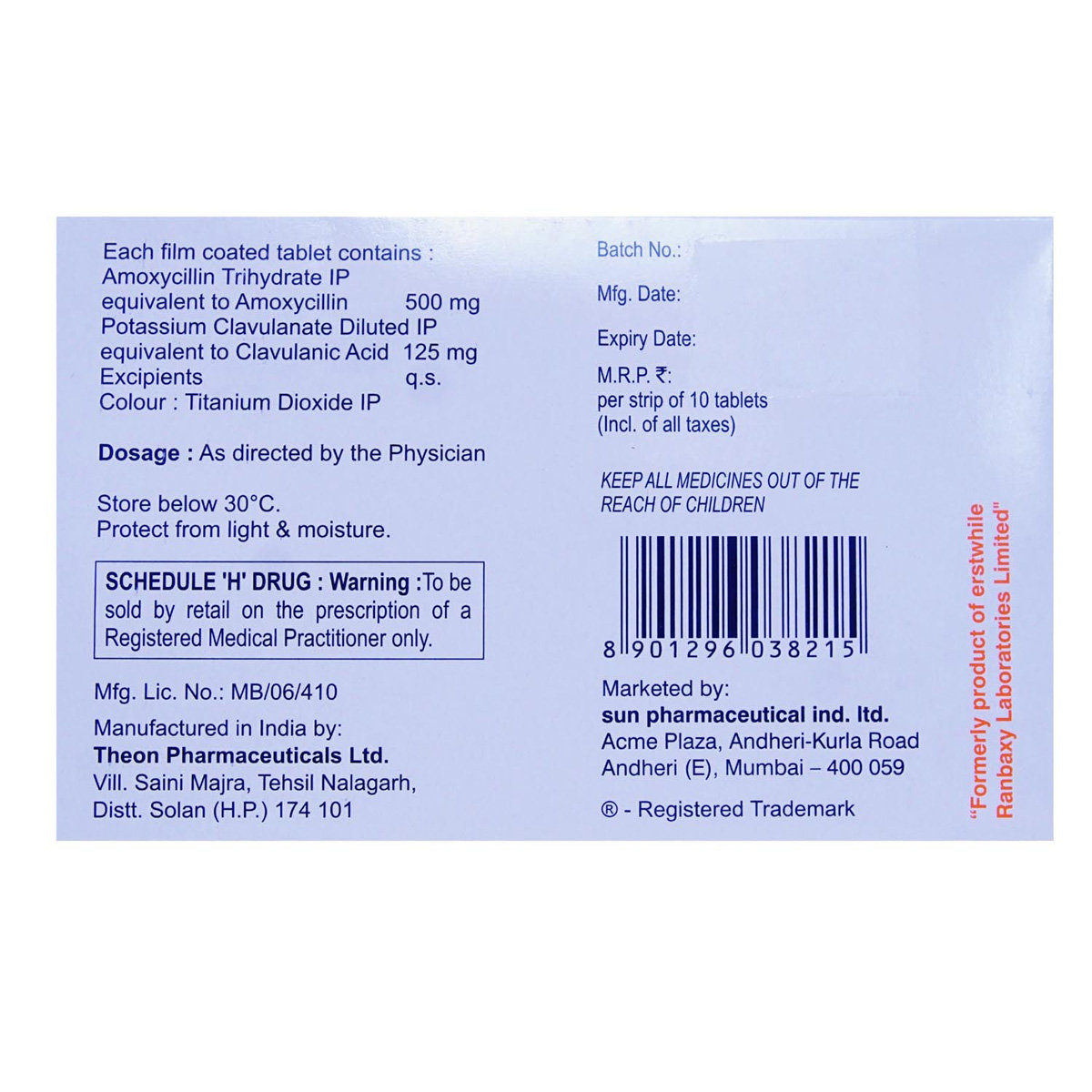 Mox CV 625 Tablet 10's, Pack of 10 TABLETS Mox CV 625 Tablet 10's, Pack of 10 TABLETS