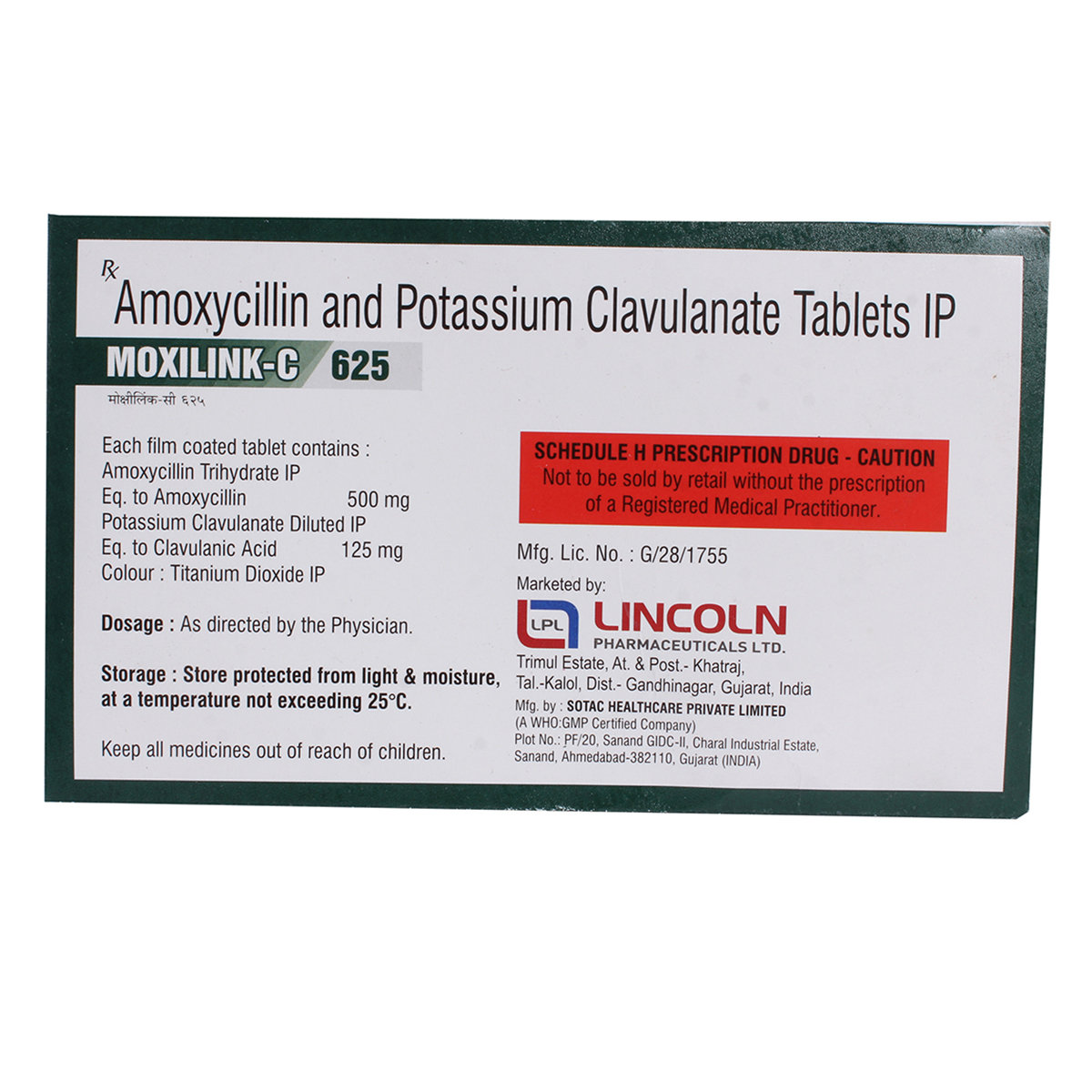 Moxilink C 625 Tablet 10's, Pack of 10 TABLETS Moxilink C 625 Tablet 10's, Pack of 10 TABLETS