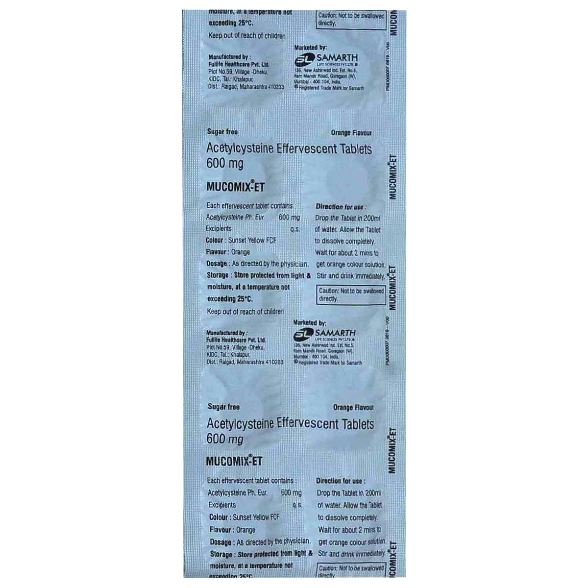 Mucomix ET Effervescent Orange Sugar Free Tablet 10's, Pack of 10 EFFERVESCENT TABLETS Mucomix ET Effervescent Orange Sugar Free Tablet 10's, Pack of 10 EFFERVESCENT TABLETS