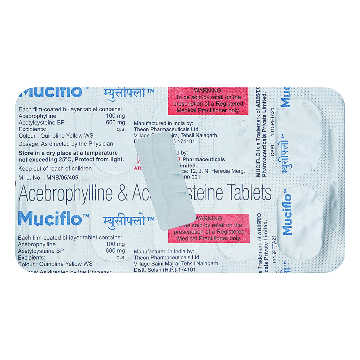 Muciflo 100 mg/600 mg Tablet 10's, Pack of 10 TabletS Muciflo 100 mg/600 mg Tablet 10's, Pack of 10 TabletS