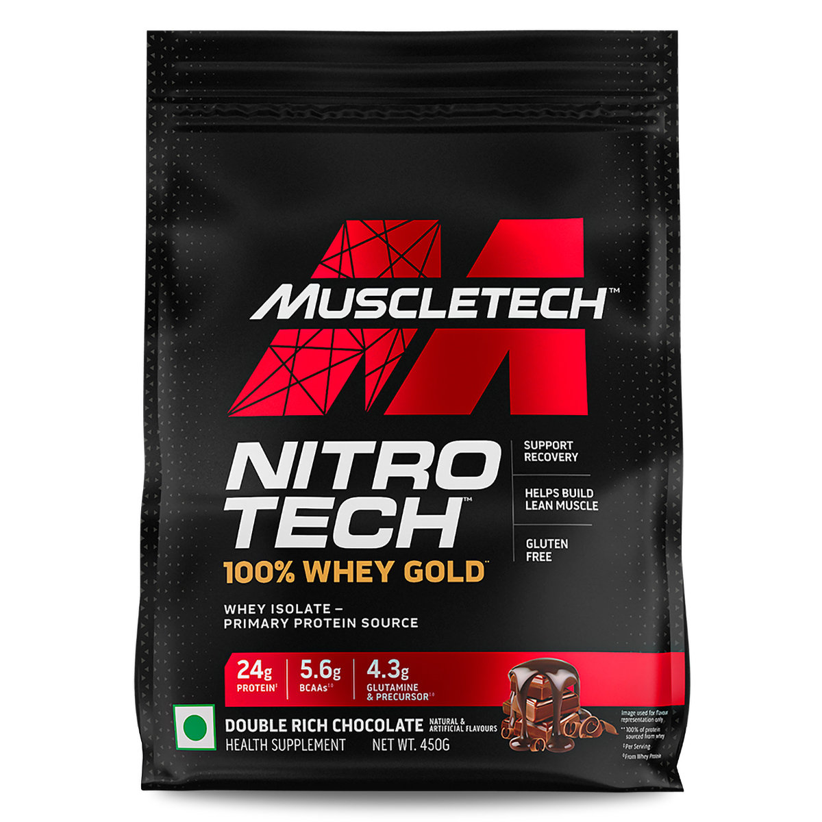 MuscleTech Nitrotech 100% Whey Gold Double Rich Chocolate Flavour Powder, 450 gm, Pack of 1 MuscleTech Nitrotech 100% Whey Gold Double Rich Chocolate Flavour Powder, 450 gm, Pack of 1