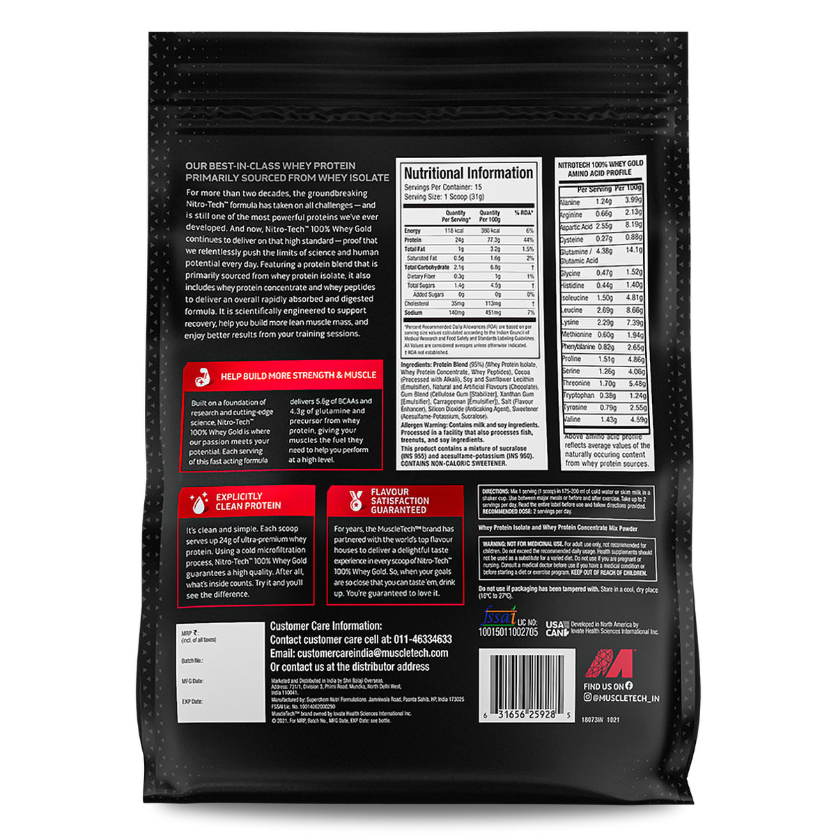 MuscleTech Nitrotech 100% Whey Gold Double Rich Chocolate Flavour Powder, 450 gm, Pack of 1 MuscleTech Nitrotech 100% Whey Gold Double Rich Chocolate Flavour Powder, 450 gm, Pack of 1