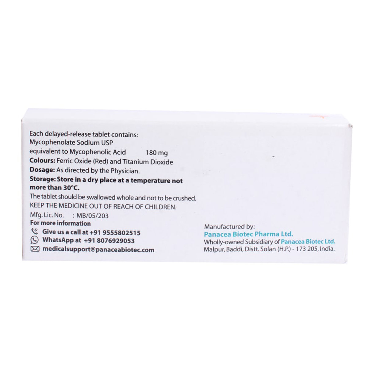 MYCEPT S 180MG TABLET, Pack of 10 TabletS MYCEPT S 180MG TABLET, Pack of 10 TabletS