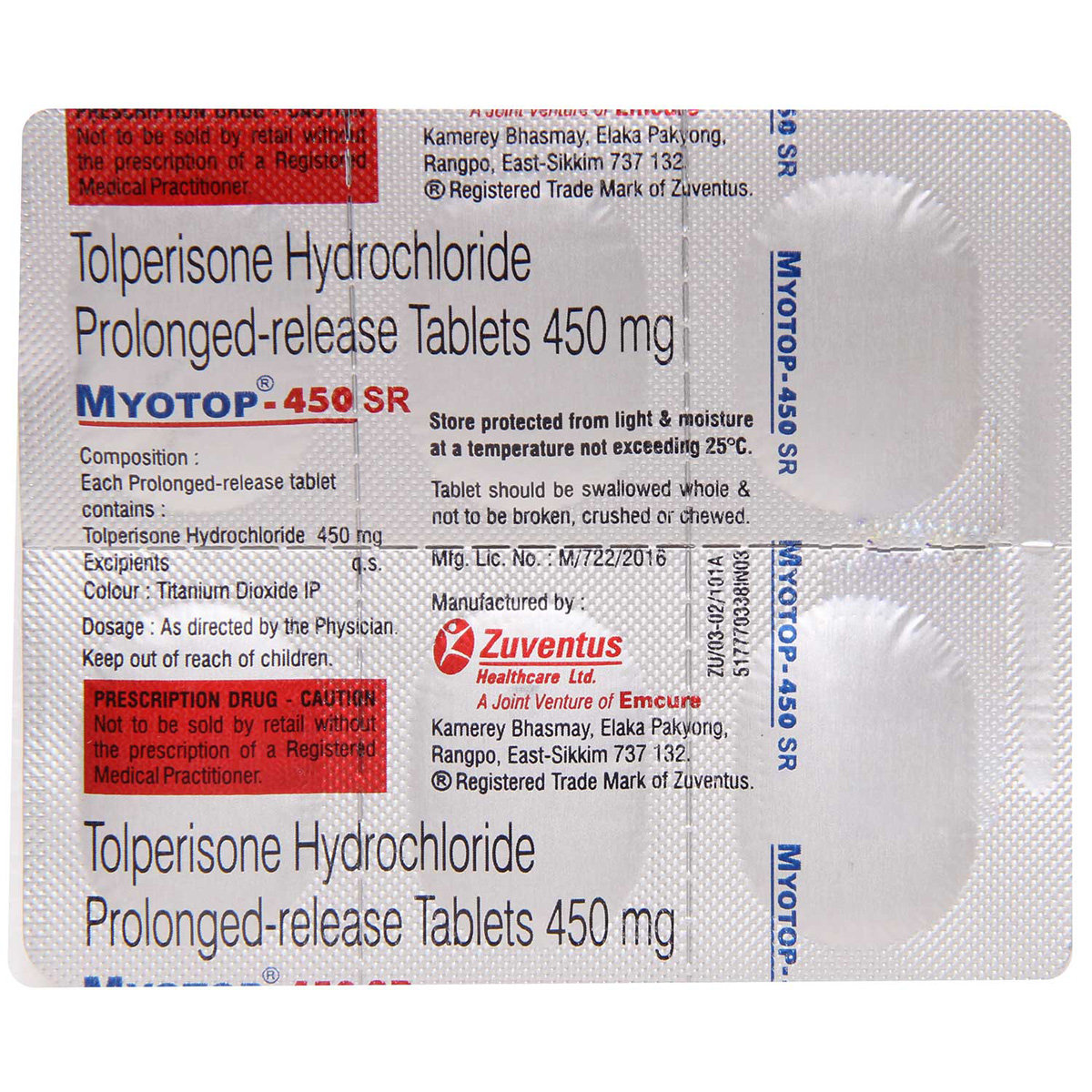 Myotop-450 SR Tablet 6's, Pack of 6 TABLETS Myotop-450 SR Tablet 6's, Pack of 6 TABLETS
