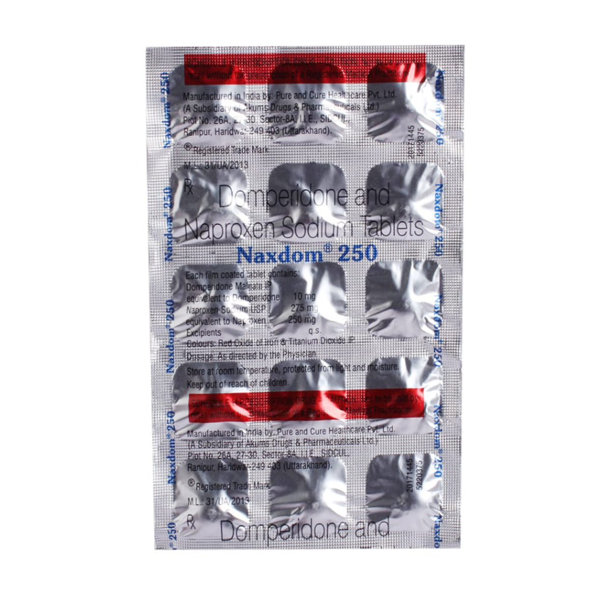 Naxdom 250 Tablet 15's, Pack of 15 TABLETS Naxdom 250 Tablet 15's, Pack of 15 TABLETS