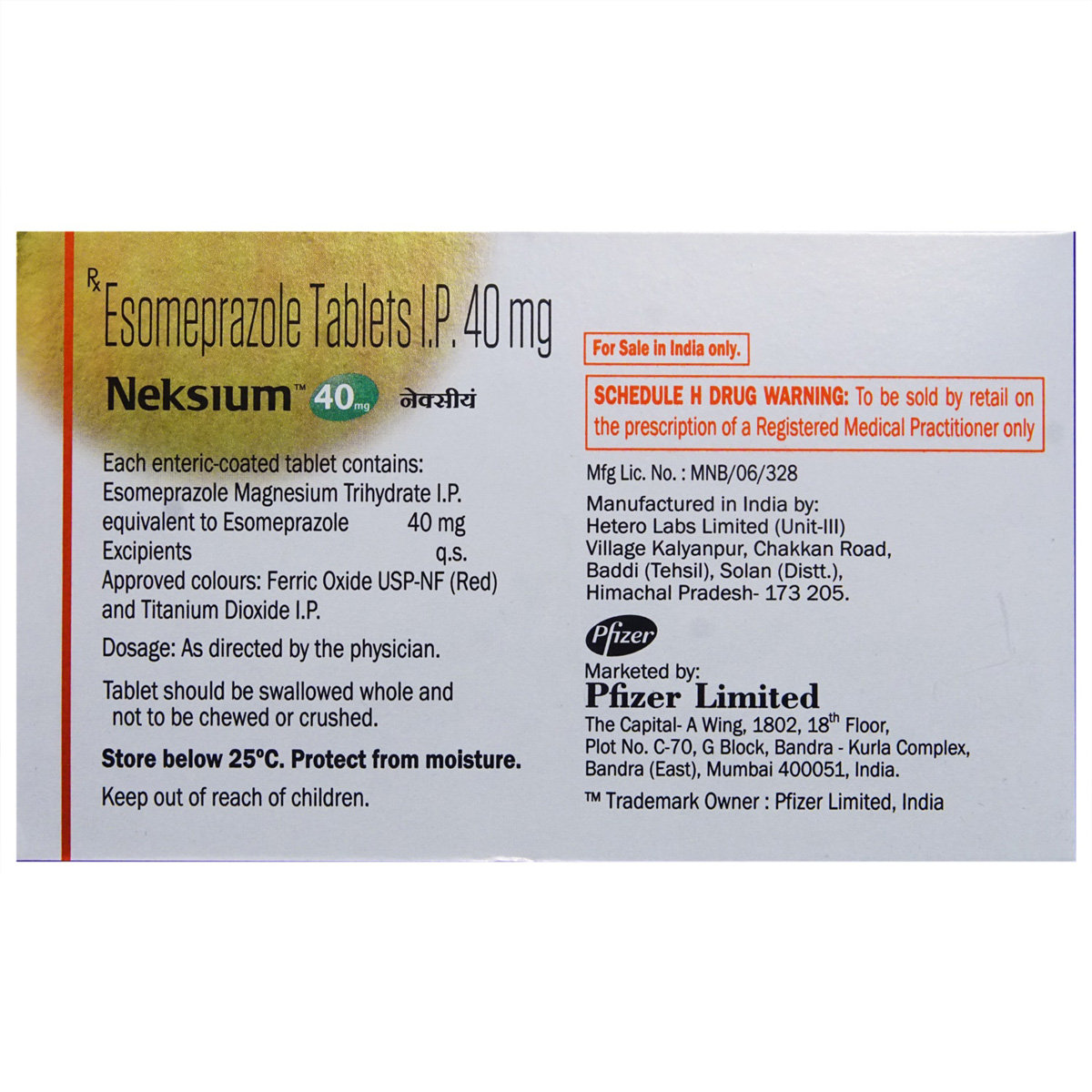 Neksium 40 mg Tablet 10's, Pack of 10 TABLETS Neksium 40 mg Tablet 10's, Pack of 10 TABLETS