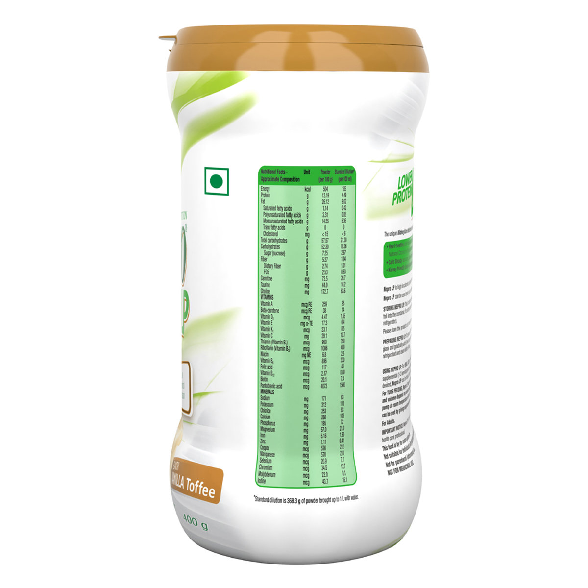 Nepro Complete Renal Nutrition Lower Protein Vanilla Toffee Flavour Powder for Adults, 400 gm, Pack of 1 Nepro Complete Renal Nutrition Lower Protein Vanilla Toffee Flavour Powder for Adults, 400 gm, Pack of 1