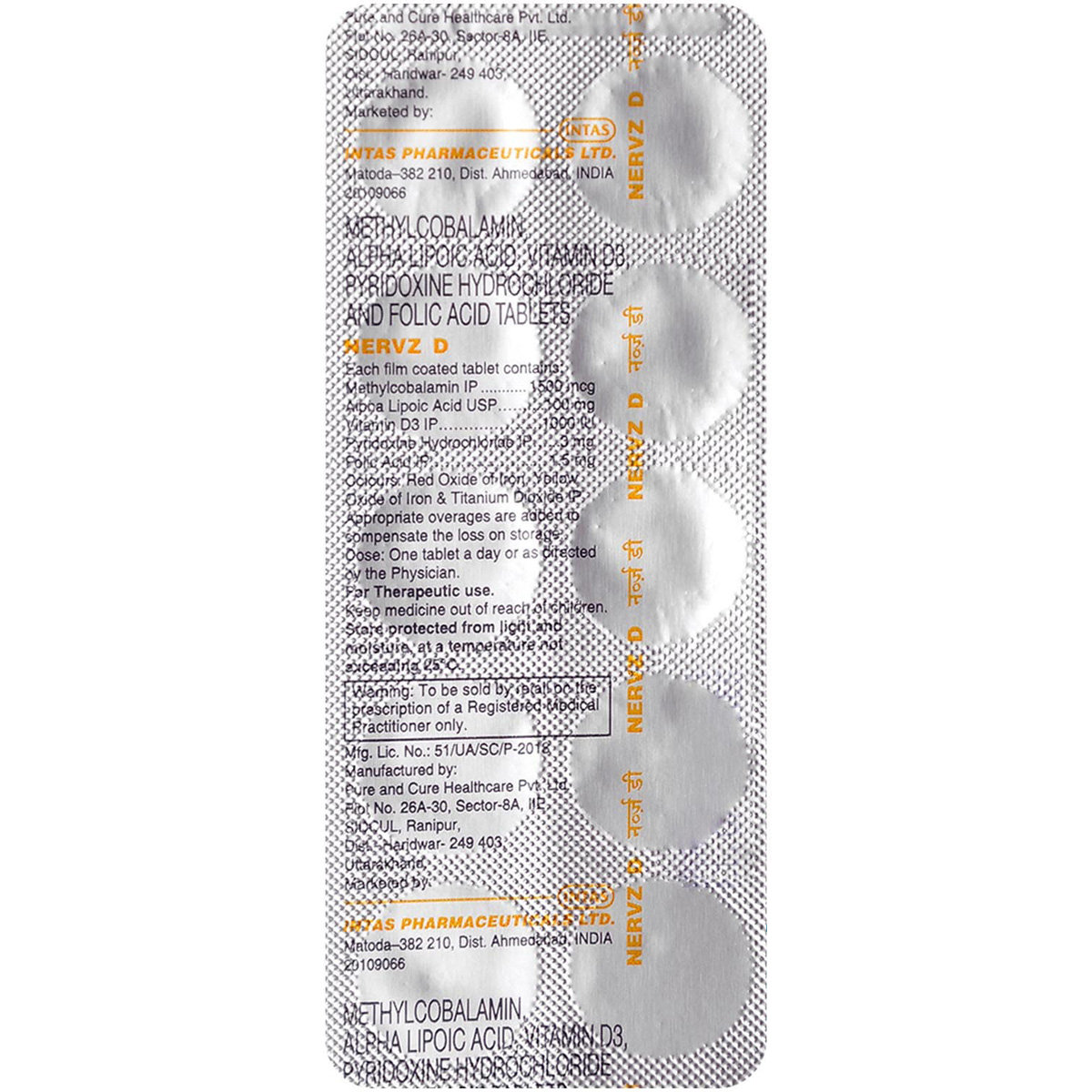 Nervz D Tablet 10's, Pack of 10 TABLETS Nervz D Tablet 10's, Pack of 10 TABLETS