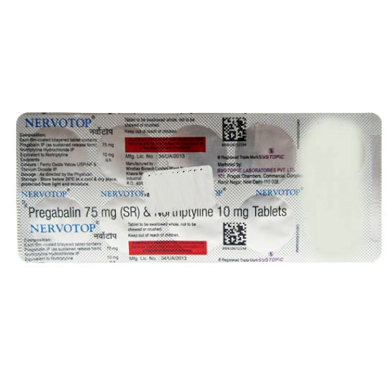 Nervotop 75mg Tablet 10's, Pack of 10 Nervotop 75mg Tablet 10's, Pack of 10