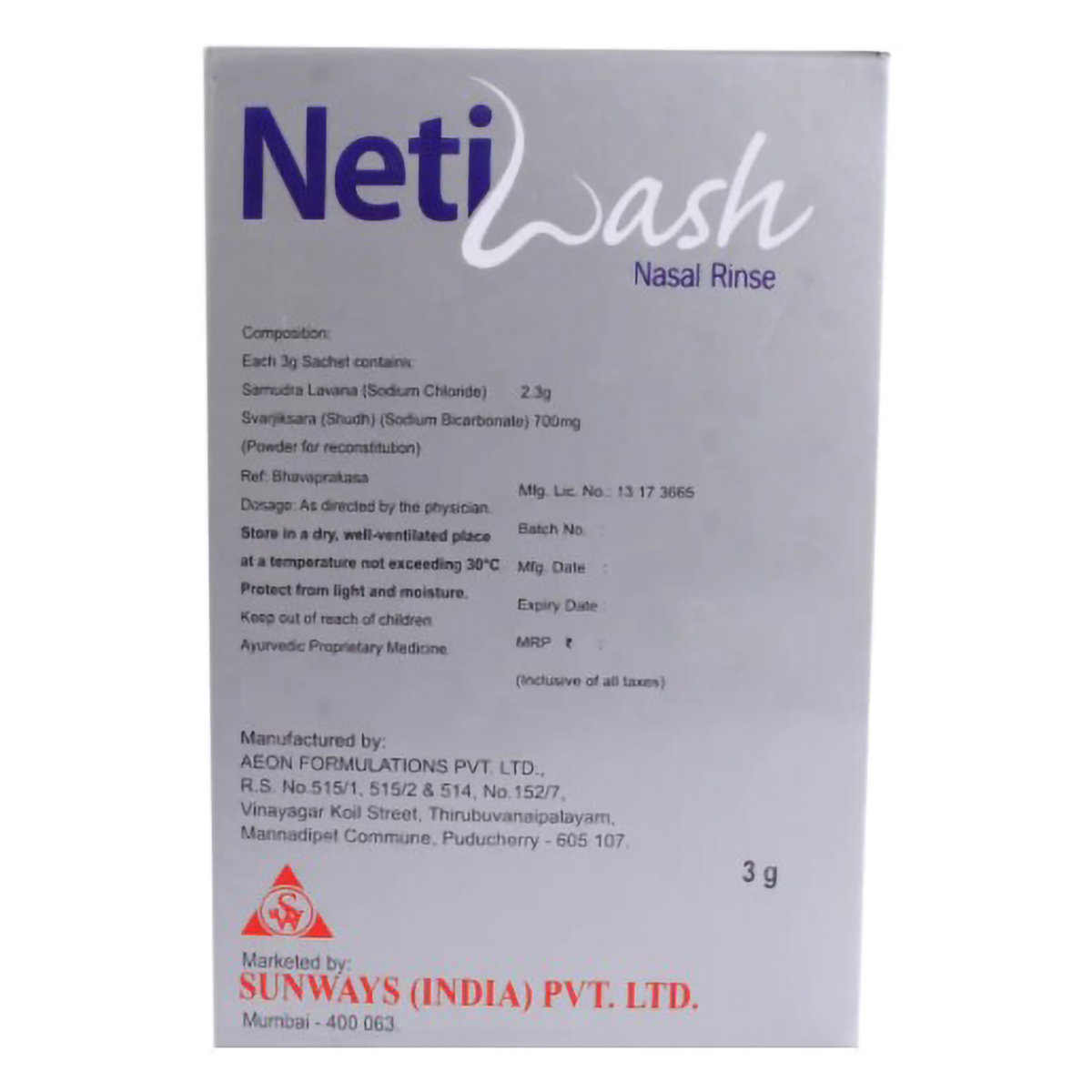 Netiwash Nasal Rinse Sachet 30's, Pack of 1 Sachet Netiwash Nasal Rinse Sachet 30's, Pack of 1 Sachet