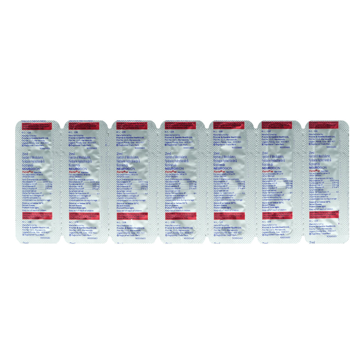 Neurobion Forte RF Injection 7 x 2 ml, Pack of 7 INJECTIONS Neurobion Forte RF Injection 7 x 2 ml, Pack of 7 INJECTIONS