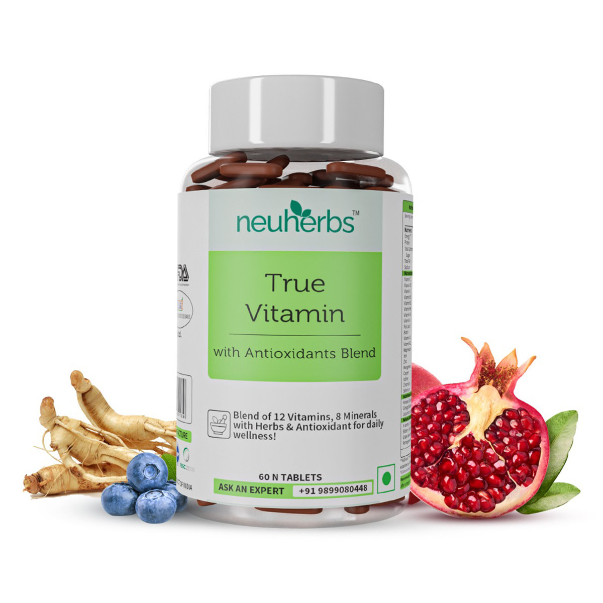 Neuherbs True Vitamins with Antioxidants Blend, 60 Tablets, Pack of 1 Neuherbs True Vitamins with Antioxidants Blend, 60 Tablets, Pack of 1