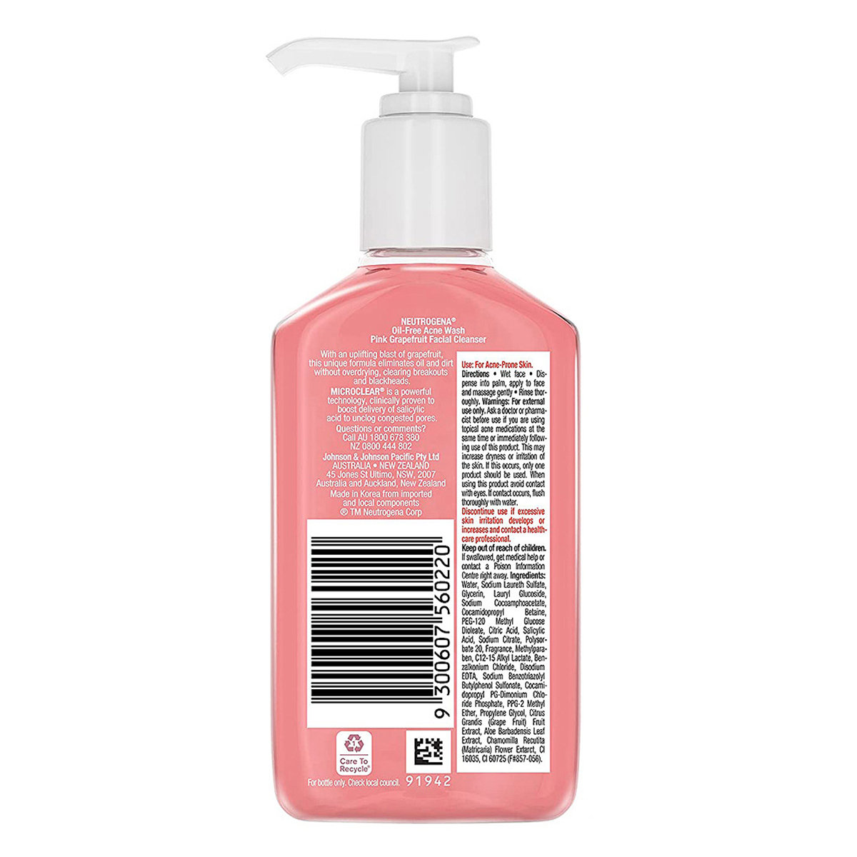 Neutrogena Oil Free Pink Grapefruit Facial Cleanser 175 ml | 100% Natural Grapefruit Extract | Eliminates Oil | Uncloges Pore | For Acne Prone Skin, Pack of 1 Neutrogena Oil Free Pink Grapefruit Facial Cleanser 175 ml | 100% Natural Grapefruit Extract | Eliminates Oil | Uncloges Pore | For Acne Prone Skin, Pack of 1
