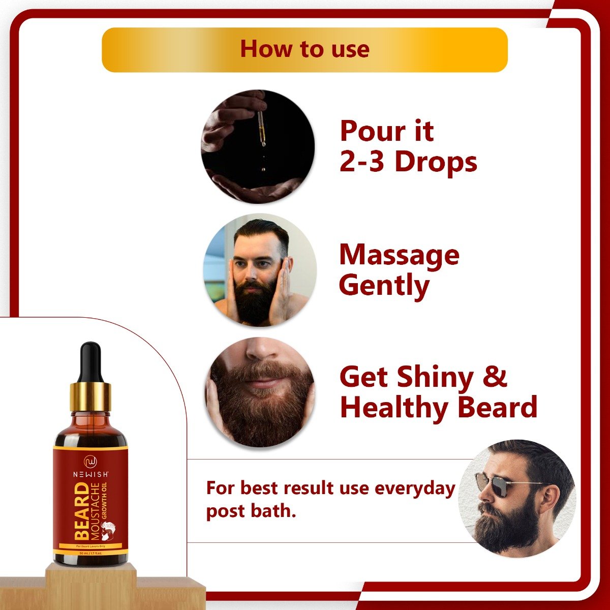 Newish Beard and Moustache Growth Oil, 50 ml, Pack of 1 Newish Beard and Moustache Growth Oil, 50 ml, Pack of 1