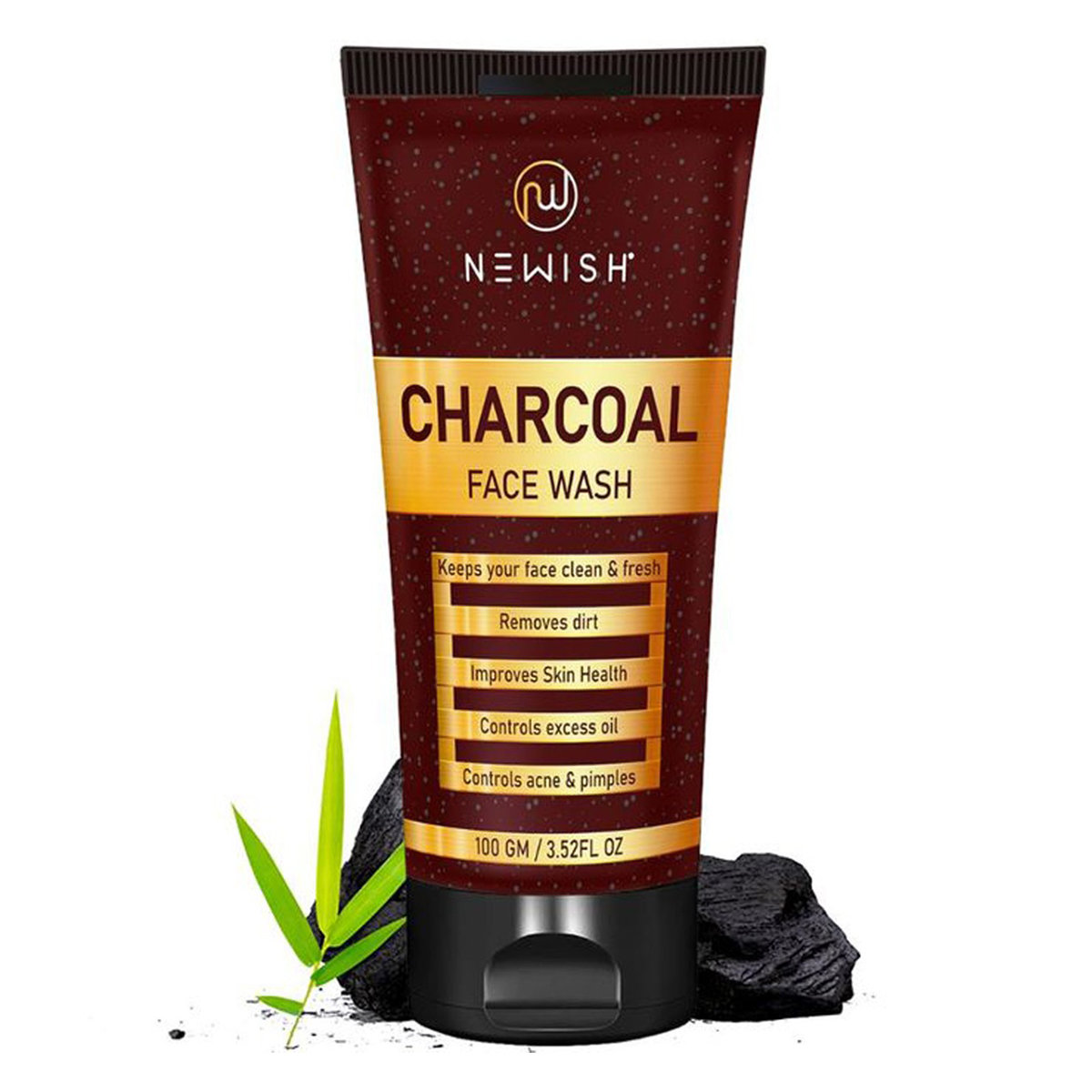 Newish Charcoal Face Wash 100 gm | Controls Excess Oil, Acne & Pimple | Keep Face Clean, Fresh & Healthy, Pack of 1 Newish Charcoal Face Wash 100 gm | Controls Excess Oil, Acne & Pimple | Keep Face Clean, Fresh & Healthy, Pack of 1
