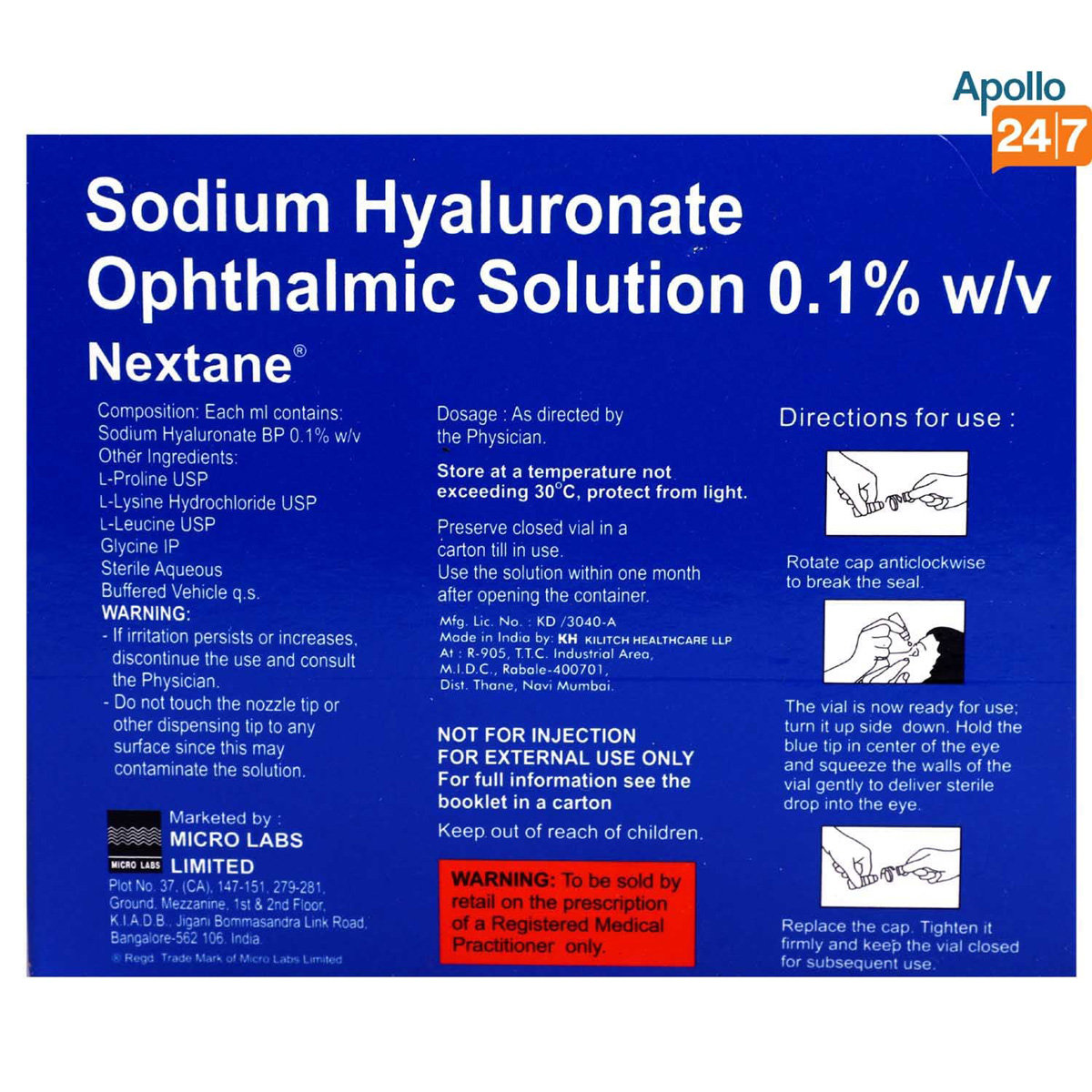 Nextane Ophthalmic Solution 10 ml, Pack of 1 OPTHALMIC SOLUTION Nextane Ophthalmic Solution 10 ml, Pack of 1 OPTHALMIC SOLUTION
