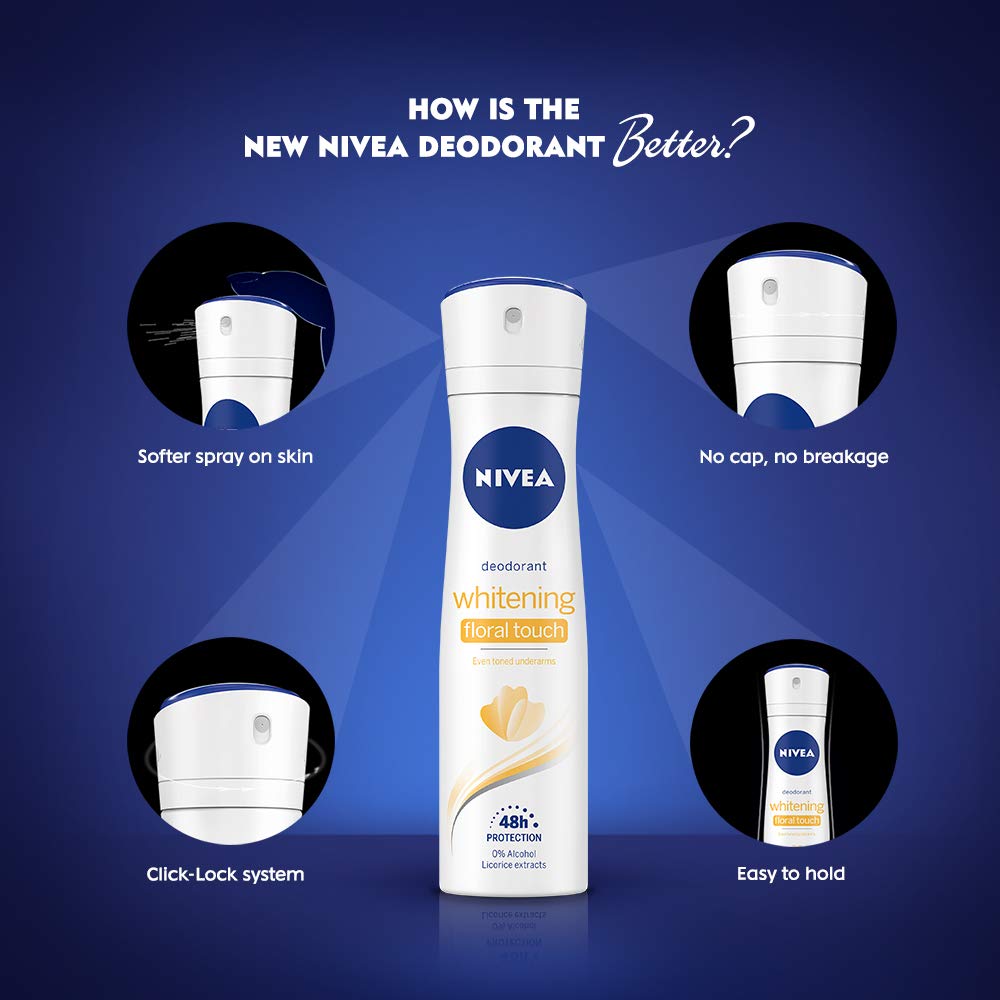 Nivea Whitening Floral Touch Deodorant Spray, 150 ml, Pack of 1 Nivea Whitening Floral Touch Deodorant Spray, 150 ml, Pack of 1