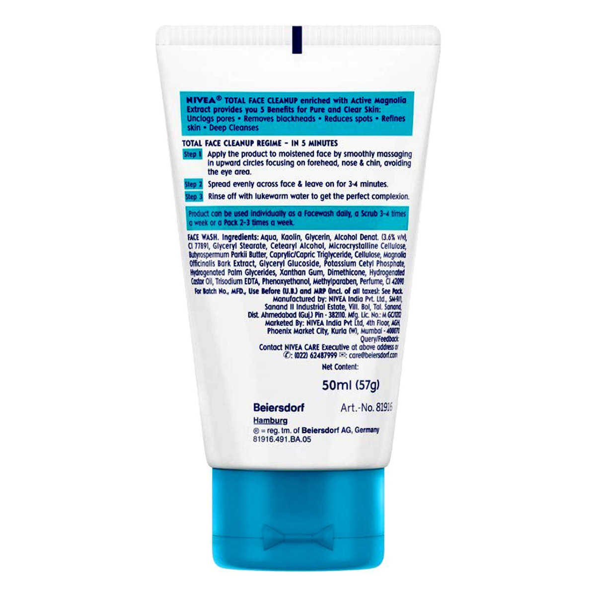 Nivea Total Face Cleanup Face Wash 50 ml | Enriched With Magnolia Extract | Removes Excess Oil | Reduce Dark Spot | For Normal To Oily Skin, Pack of 1 Nivea Total Face Cleanup Face Wash 50 ml | Enriched With Magnolia Extract | Removes Excess Oil | Reduce Dark Spot | For Normal To Oily Skin, Pack of 1