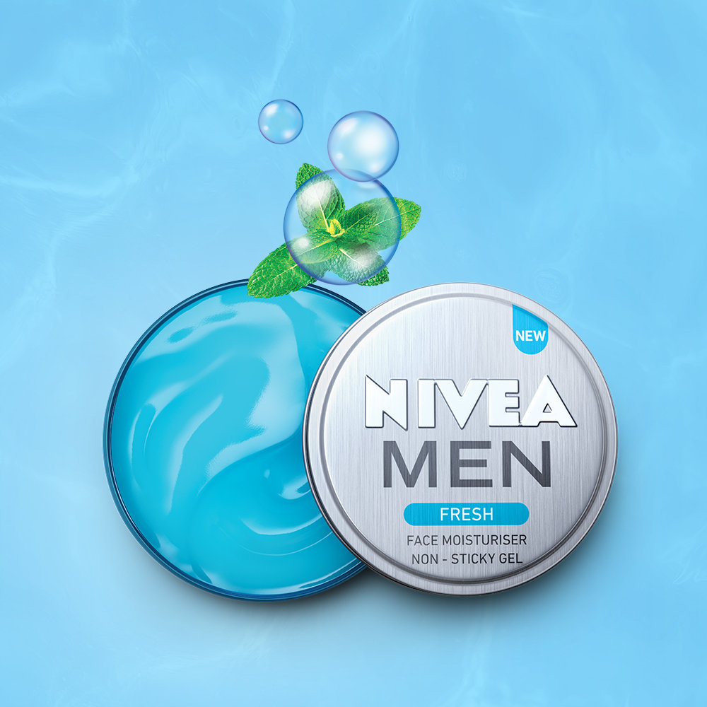 Nivea Men Fresh Face Moisturiser Gel 75 ml | Non Sticky Gel | Light Moisturiztion | For Men Only, Pack of 1 Nivea Men Fresh Face Moisturiser Gel 75 ml | Non Sticky Gel | Light Moisturiztion | For Men Only, Pack of 1
