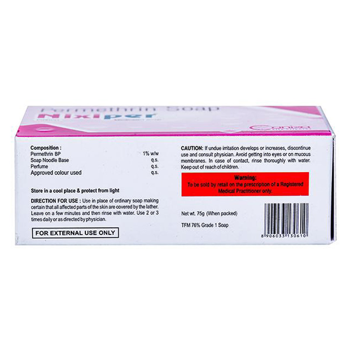 Nixiper Soap 75 gm | Permethrin | Anti Scabies Soap, Pack of 1 Nixiper Soap 75 gm | Permethrin | Anti Scabies Soap, Pack of 1