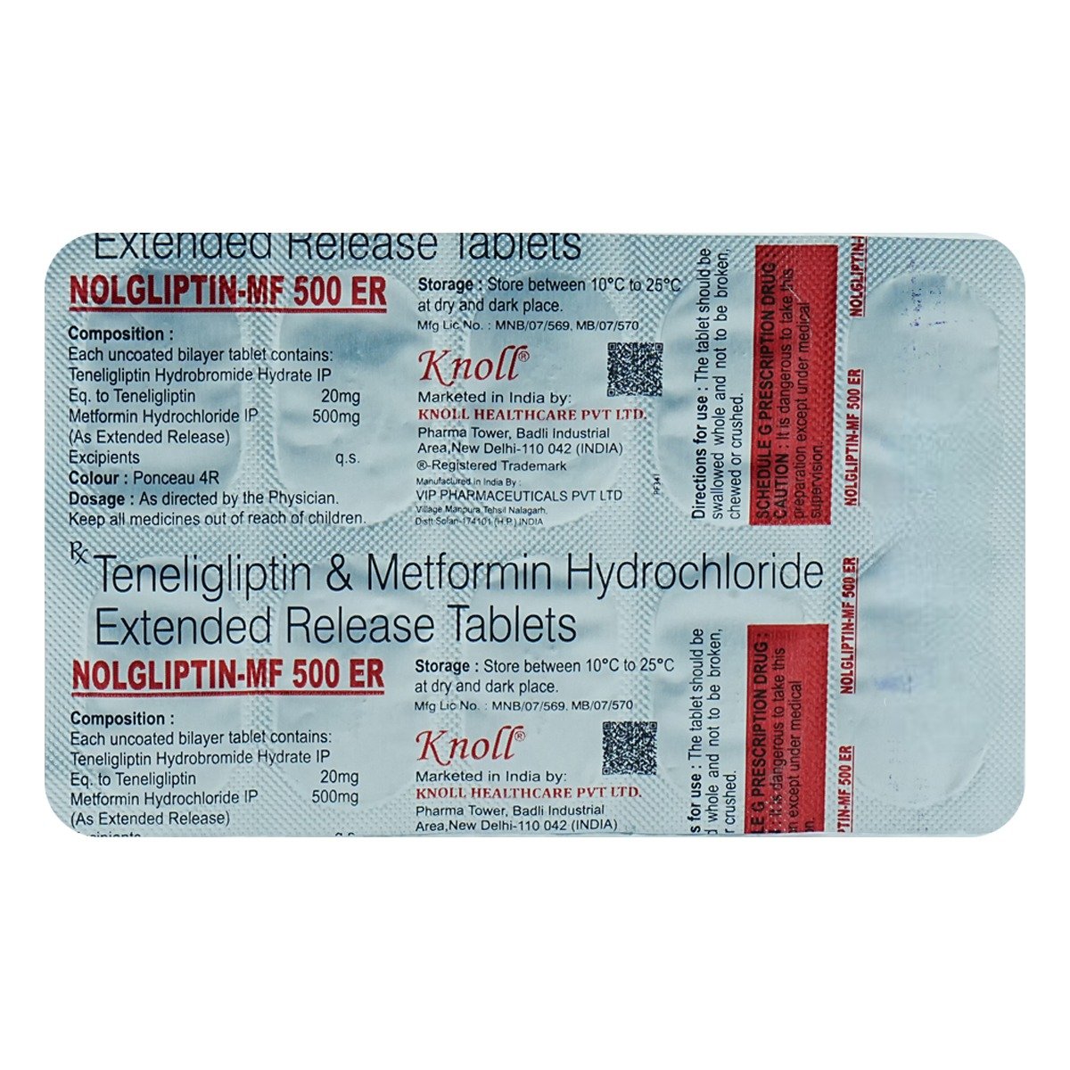 Nolgliptin-MF 500 ER Tablet 10's, Pack of 10 TABLETS Nolgliptin-MF 500 ER Tablet 10's, Pack of 10 TABLETS
