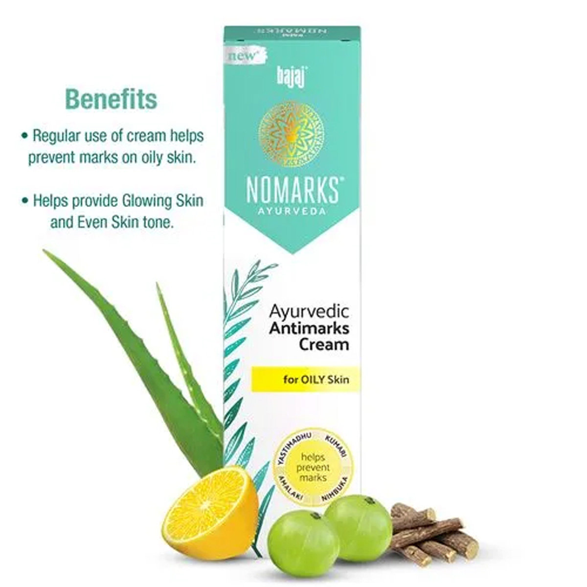 Nomarks Ayurvedic Antimarks Cream 25 gm | Yashtimadhu, Kumari, Amalai, Nimbuka | Removes Marks | For Oily Skin, Pack of 1 Nomarks Ayurvedic Antimarks Cream 25 gm | Yashtimadhu, Kumari, Amalai, Nimbuka | Removes Marks | For Oily Skin, Pack of 1