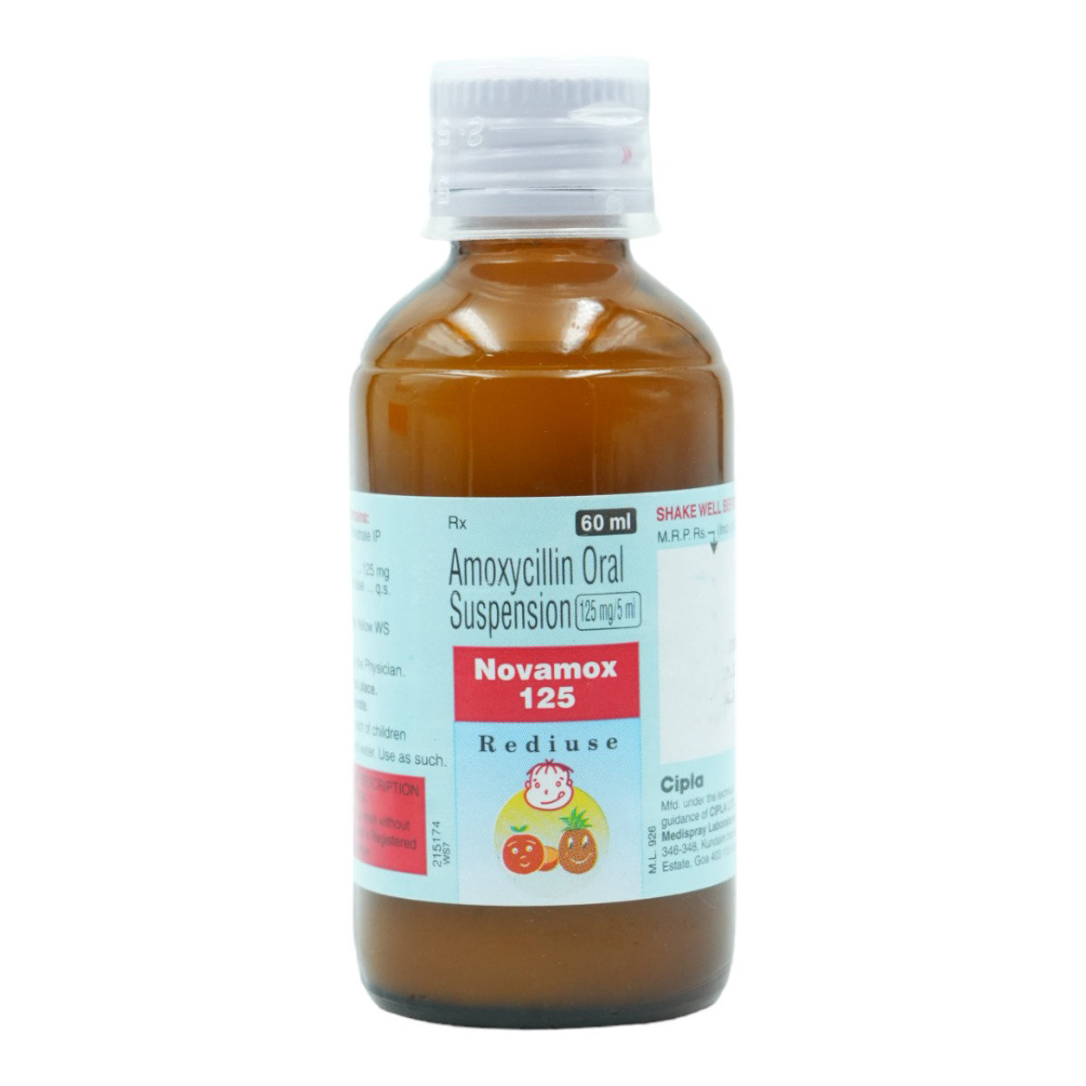 Novamox 125 Rediuse Suspension 60 ml, Pack of 1 Suspension Novamox 125 Rediuse Suspension 60 ml, Pack of 1 Suspension