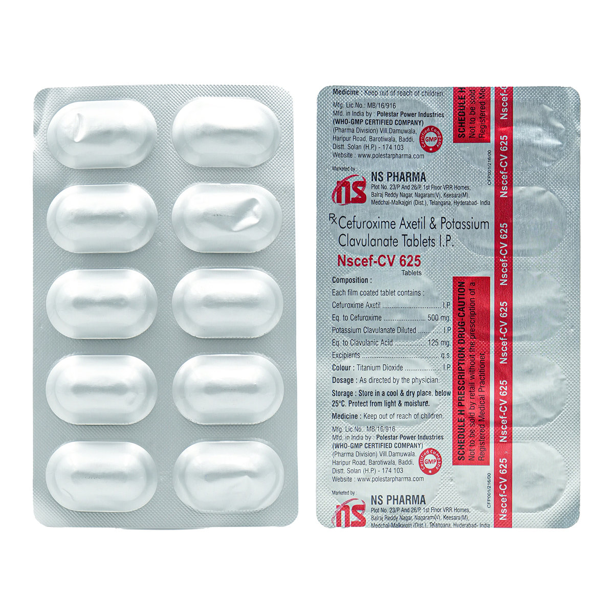 Nscef-CV 625 Tablet 10's, Pack of 10 TABLETS Nscef-CV 625 Tablet 10's, Pack of 10 TABLETS