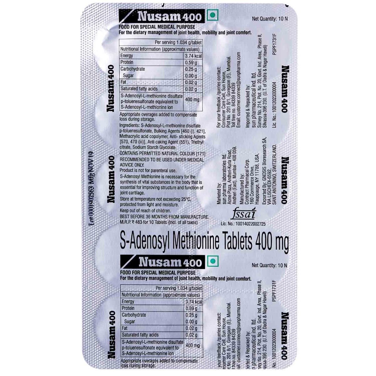 Nusam 400 Tablet 10's, Pack of 10 TABLETS Nusam 400 Tablet 10's, Pack of 10 TABLETS