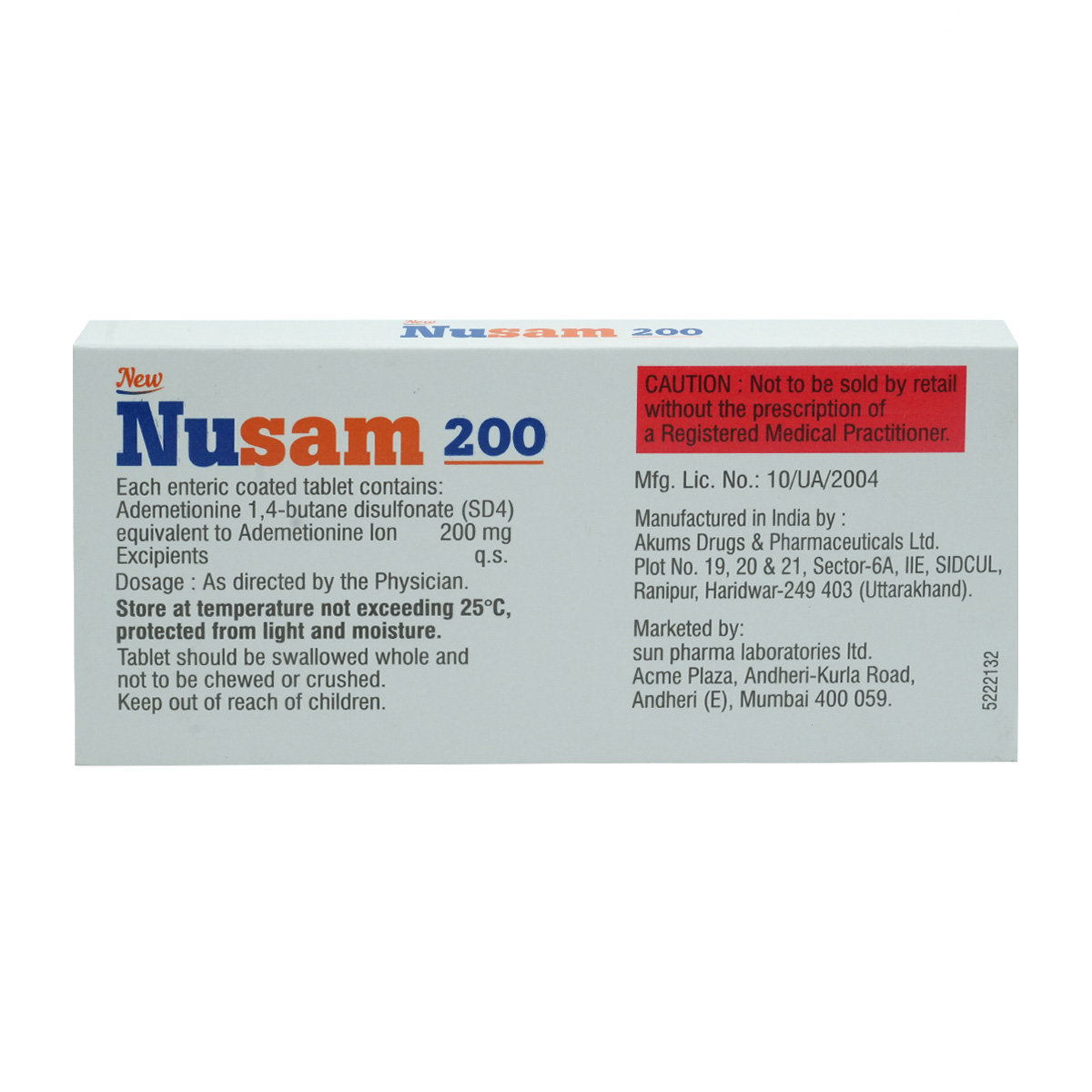 New Nusam 200 Tablet 10's, Pack of 10 TABLETS New Nusam 200 Tablet 10's, Pack of 10 TABLETS