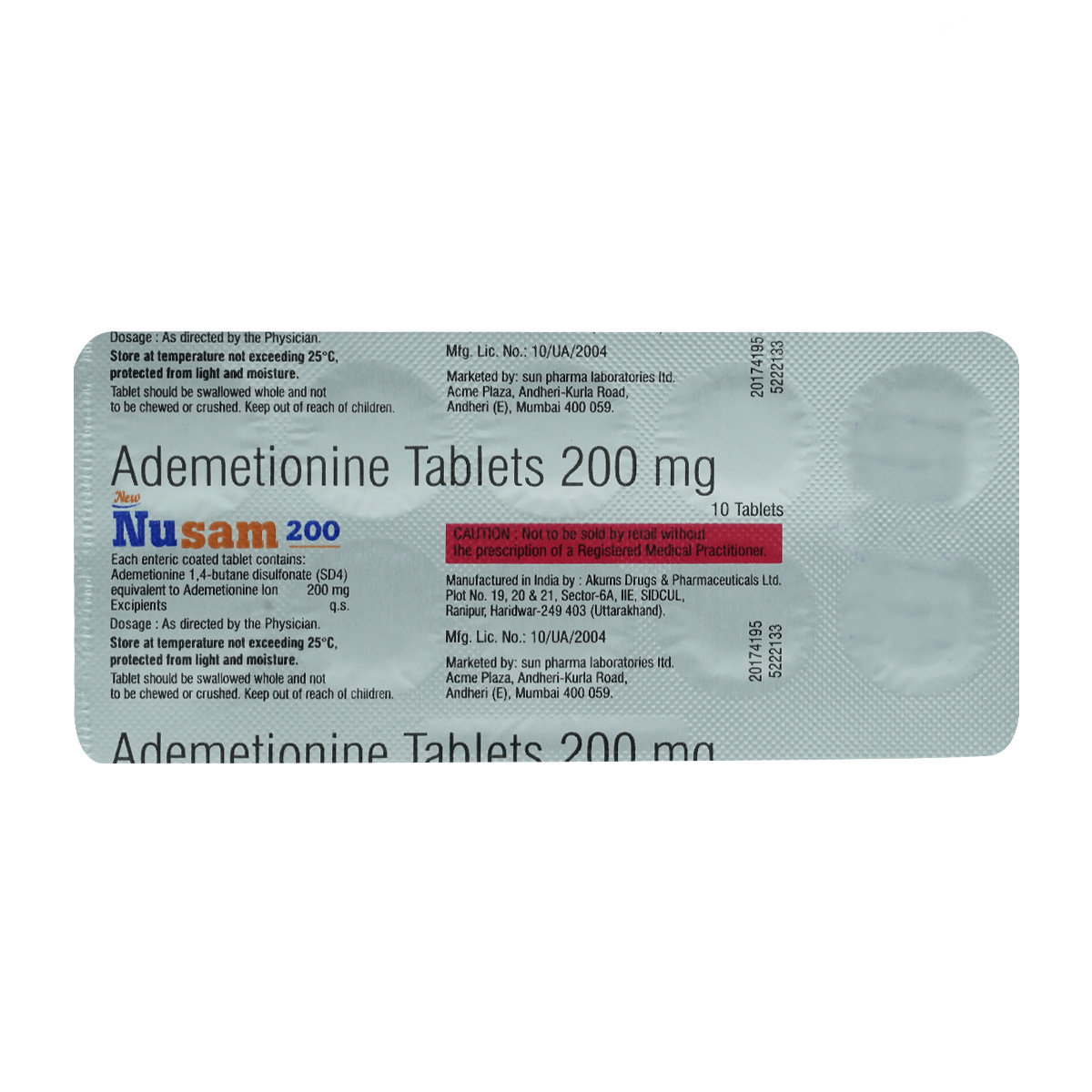 New Nusam 200 Tablet 10's, Pack of 10 TABLETS New Nusam 200 Tablet 10's, Pack of 10 TABLETS