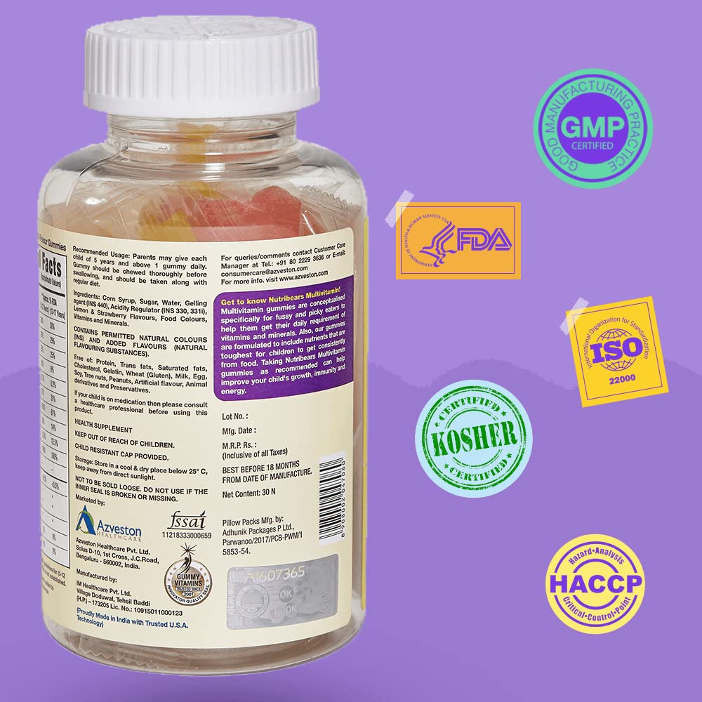 Nutribears Multivitamins, 30 Gummies, Pack of 1 Nutribears Multivitamins, 30 Gummies, Pack of 1