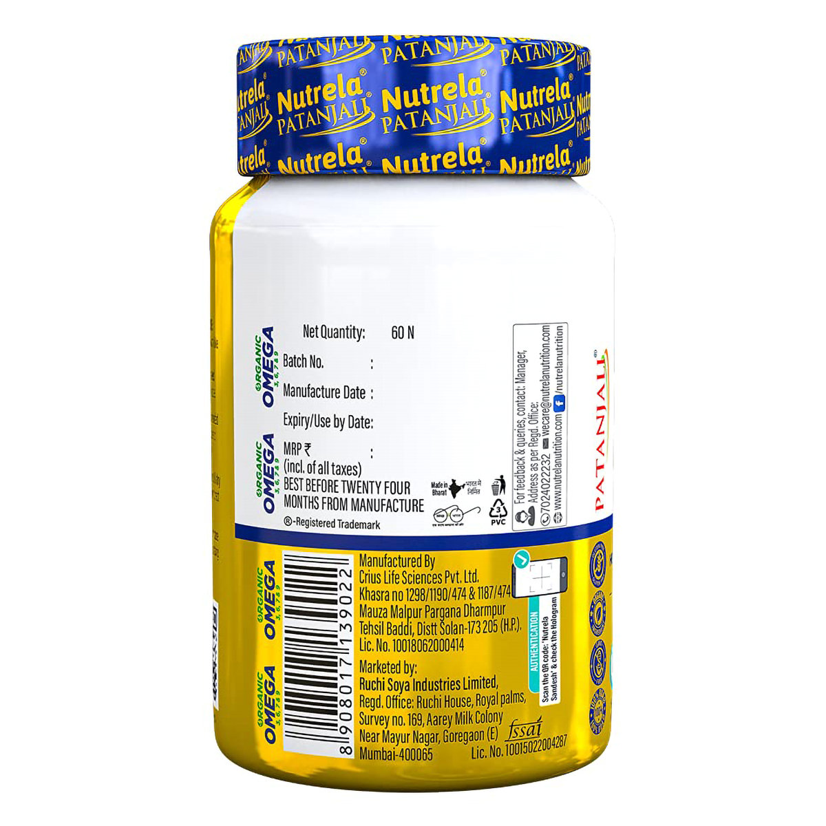 Patanjali Nutrela Organic Omega 3,6,7&9, 60 Capsules, Pack of 1 Patanjali Nutrela Organic Omega 3,6,7&9, 60 Capsules, Pack of 1