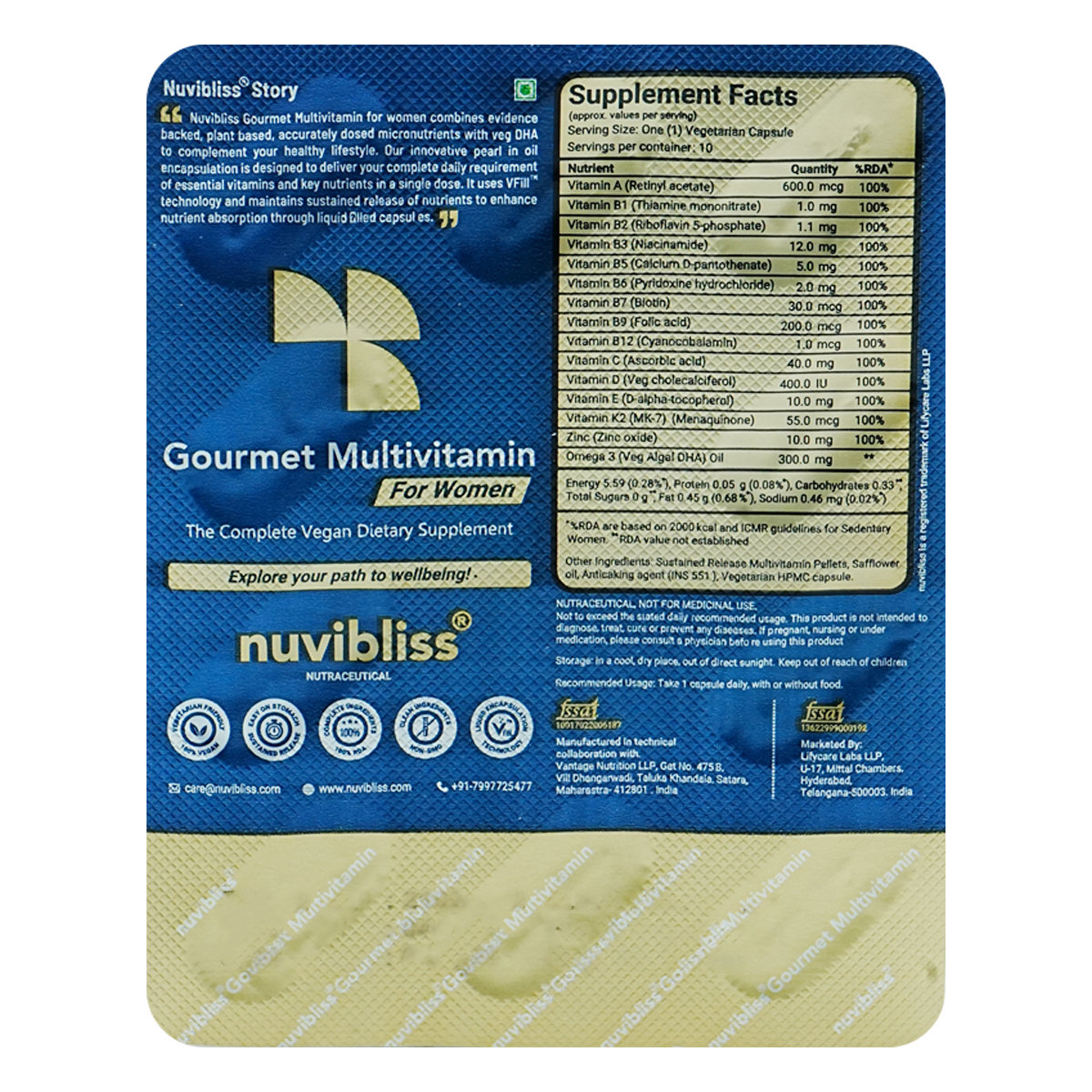 Nuvibliss Gourmet Multivitamin for Women Vegan Capsule 10's, Pack of 10 Nuvibliss Gourmet Multivitamin for Women Vegan Capsule 10's, Pack of 10