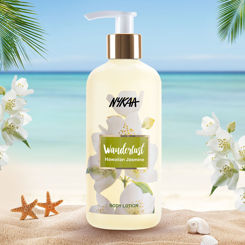 Nykaa Wanderlust Hawaiian Jasmine Body Lotion 300 ml | Moisture Lock Upto 8Hrs | Non Greasy Formula, Pack of 1 Nykaa Wanderlust Hawaiian Jasmine Body Lotion 300 ml | Moisture Lock Upto 8Hrs | Non Greasy Formula, Pack of 1