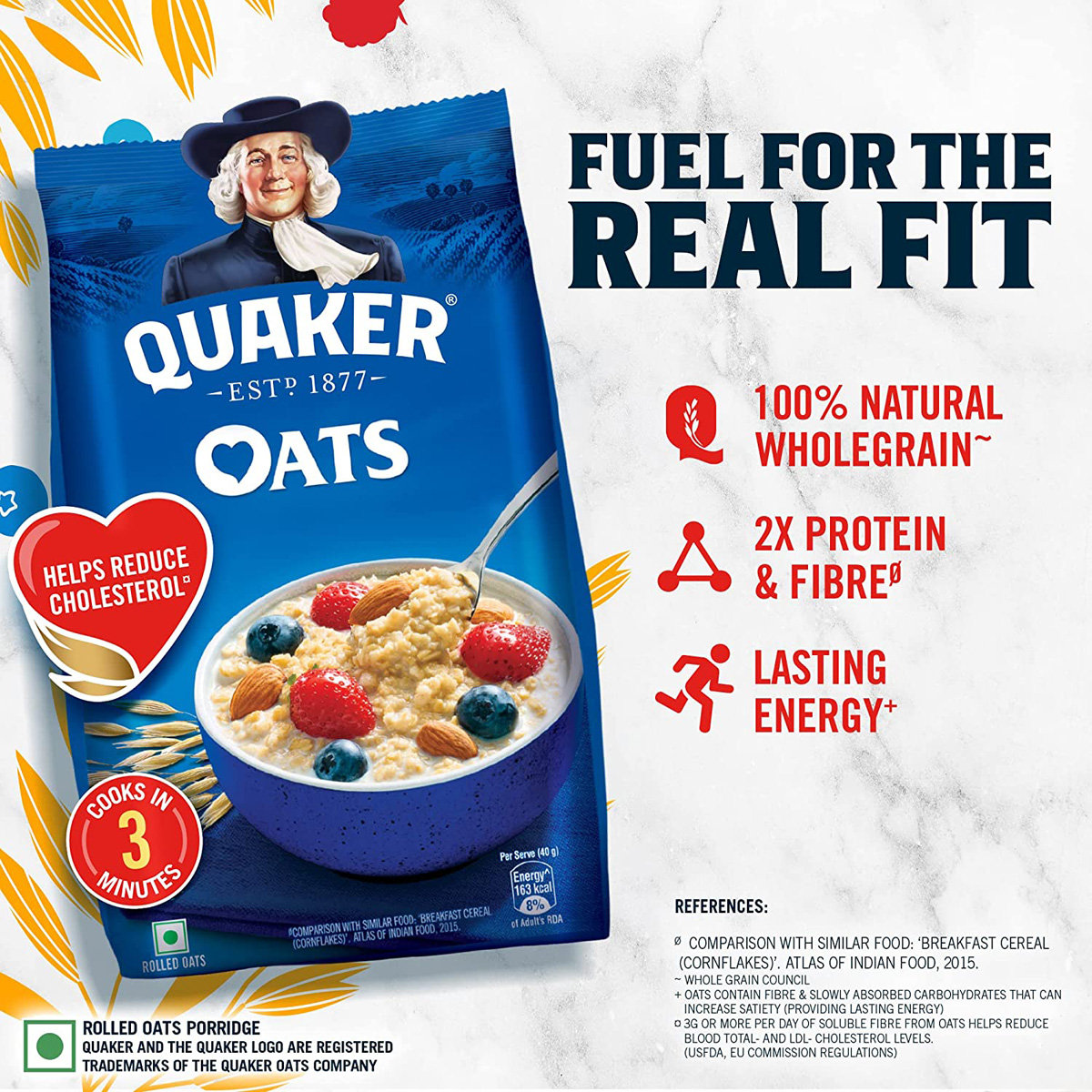 Quaker Oats, 400 gm Refill Pack, Pack of 1 Quaker Oats, 400 gm Refill Pack, Pack of 1