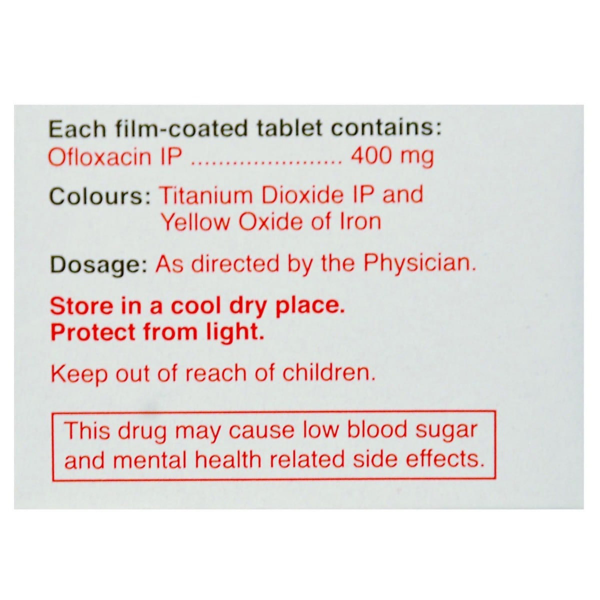 Oflox 400 Tablet 10's, Pack of 10 TABLETS Oflox 400 Tablet 10's, Pack of 10 TABLETS