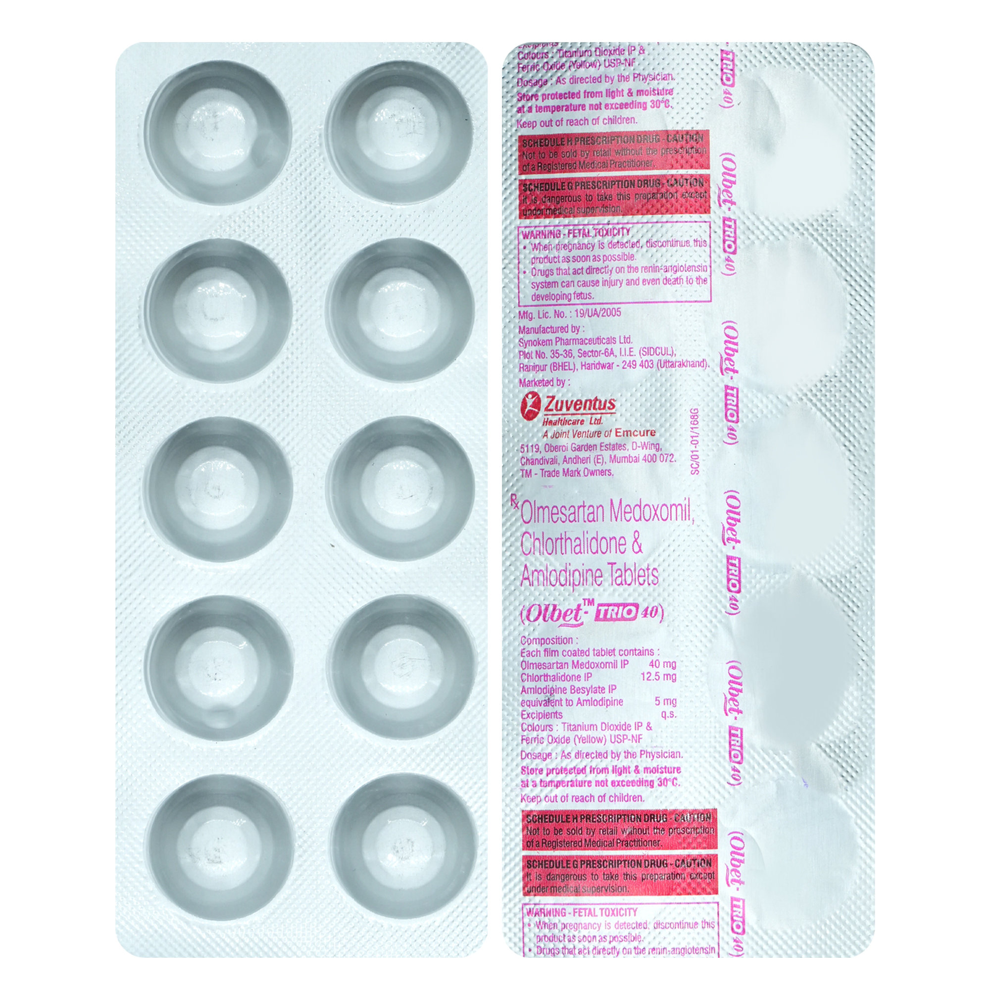 Olbet-Trio 40mg Tablet 10's, Pack of 10 TABLETS Olbet-Trio 40mg Tablet 10's, Pack of 10 TABLETS