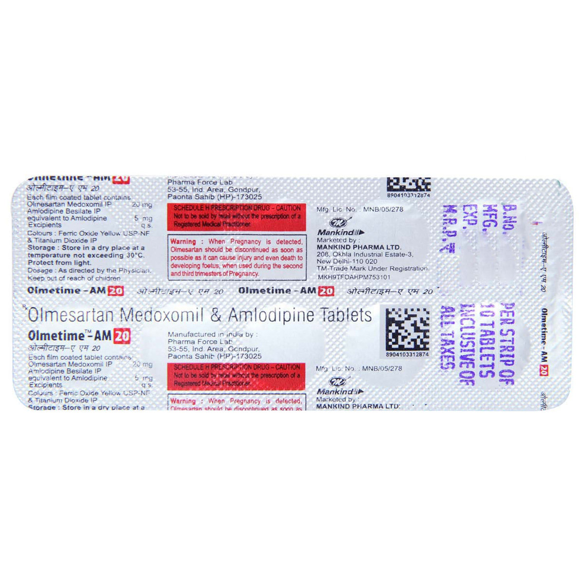 Olmetime-AM 20 Tablet 10's, Pack of 10 TABLETS Olmetime-AM 20 Tablet 10's, Pack of 10 TABLETS