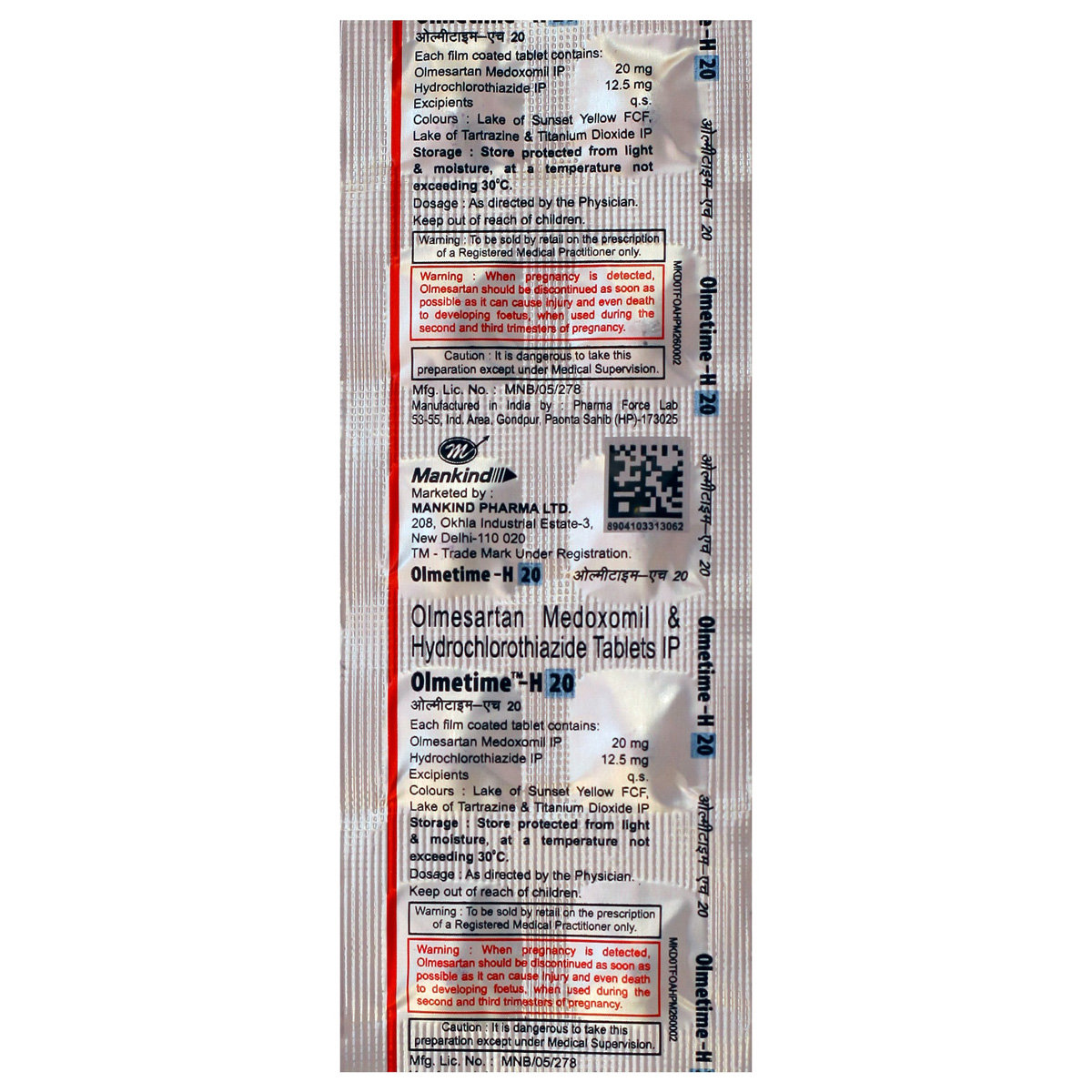 Olmetime H 20 Tablet 10's, Pack of 10 TABLETS Olmetime H 20 Tablet 10's, Pack of 10 TABLETS